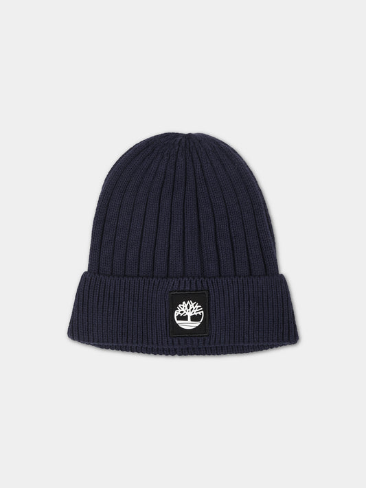 Berretto blu per bambino con albero,Timberland,T21387 857