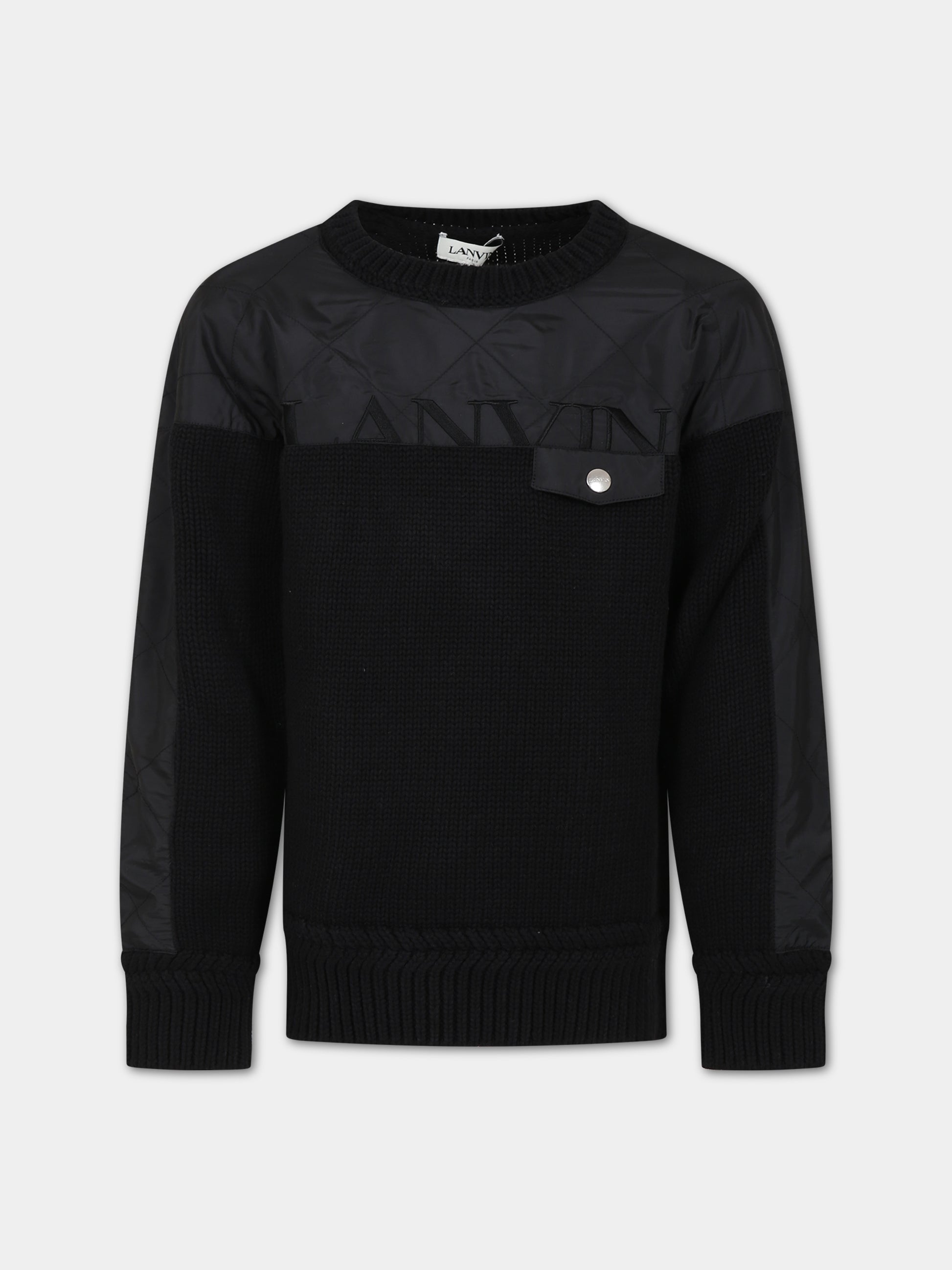 Maglione nero con logo per bambino,Lanvin Petite,N25129 09B