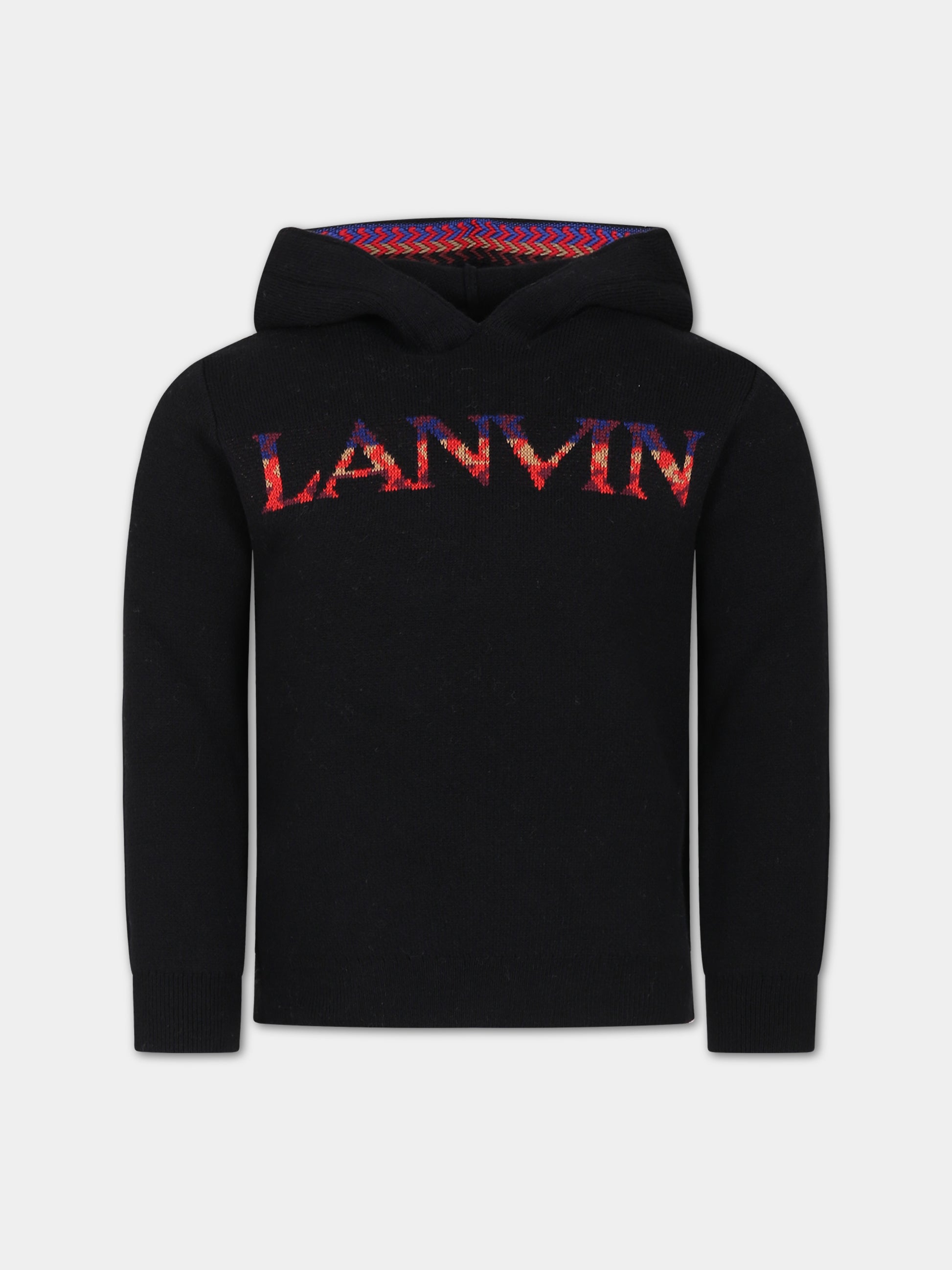 Maglione nero con logo per bambino,Lanvin Petite,N25130 09B