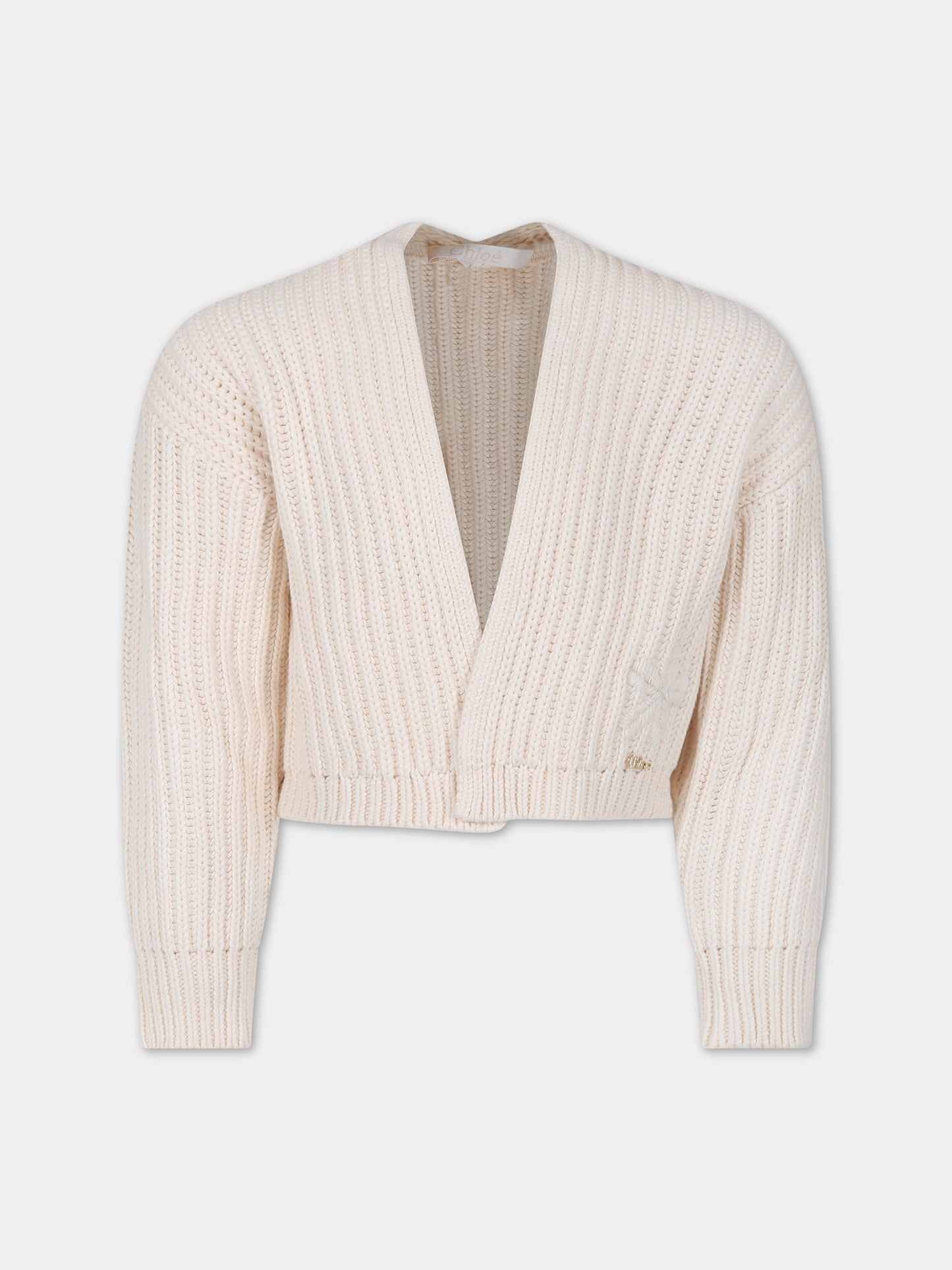 Cardigan avorio per bambina,Chloé Kids,C15E15 148