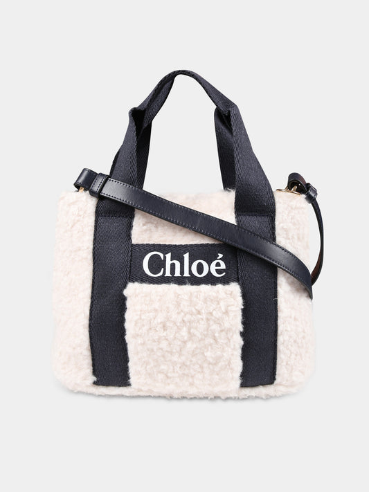 Borsa avorio con logo per bambina,Chloé Kids,C10323 N78