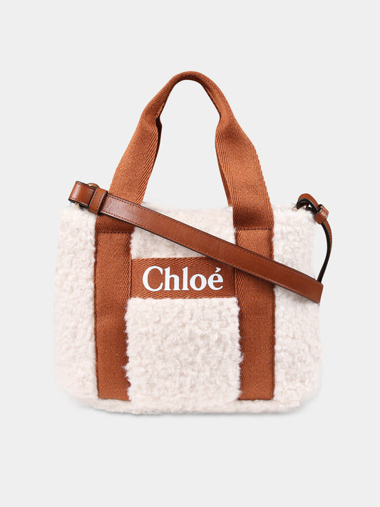 Borsa avorio con logo per bambina,Chloé Kids,C10323 148