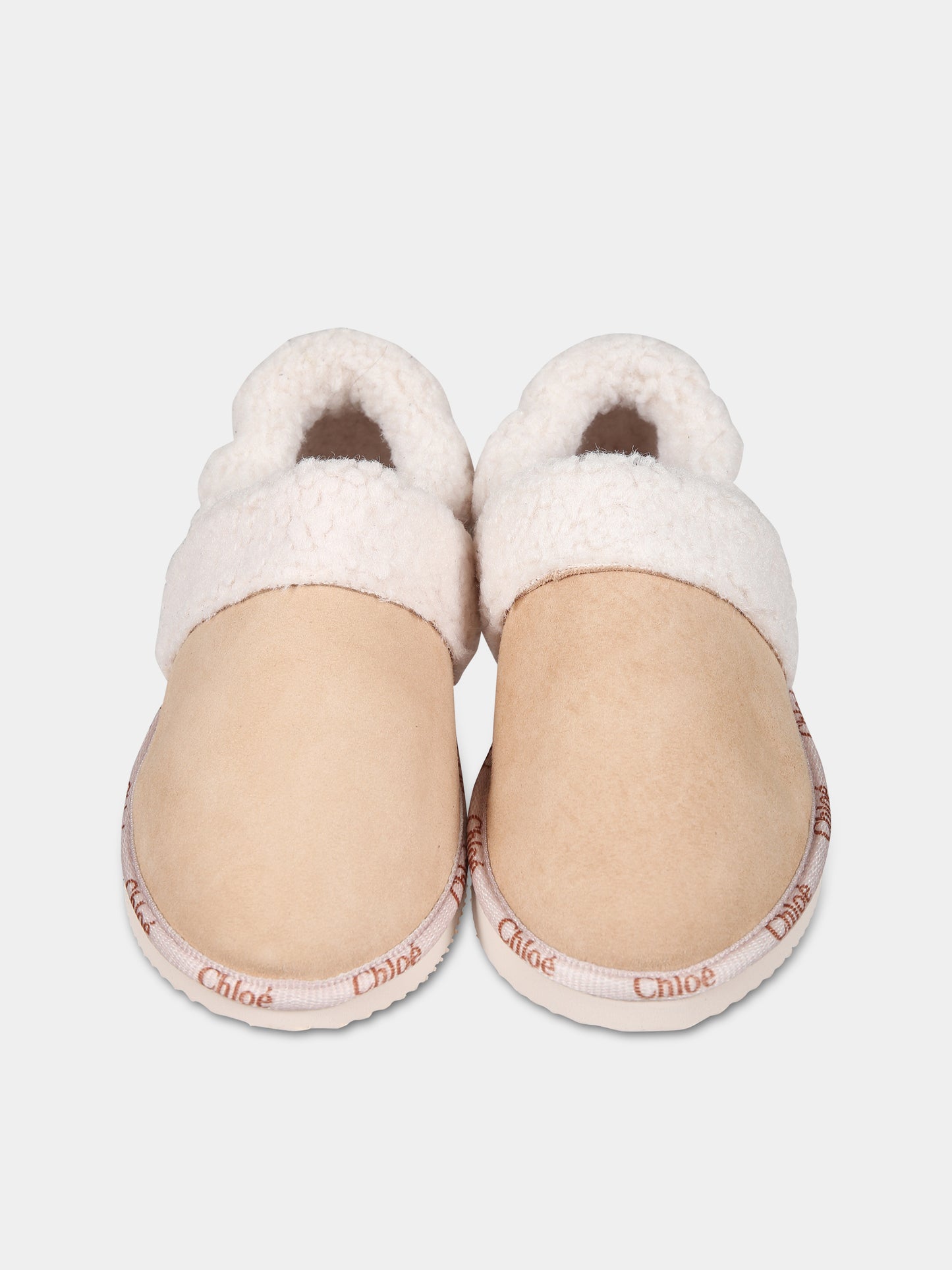 Pantofole beige per bambina,Chloé Kids,C19187 241