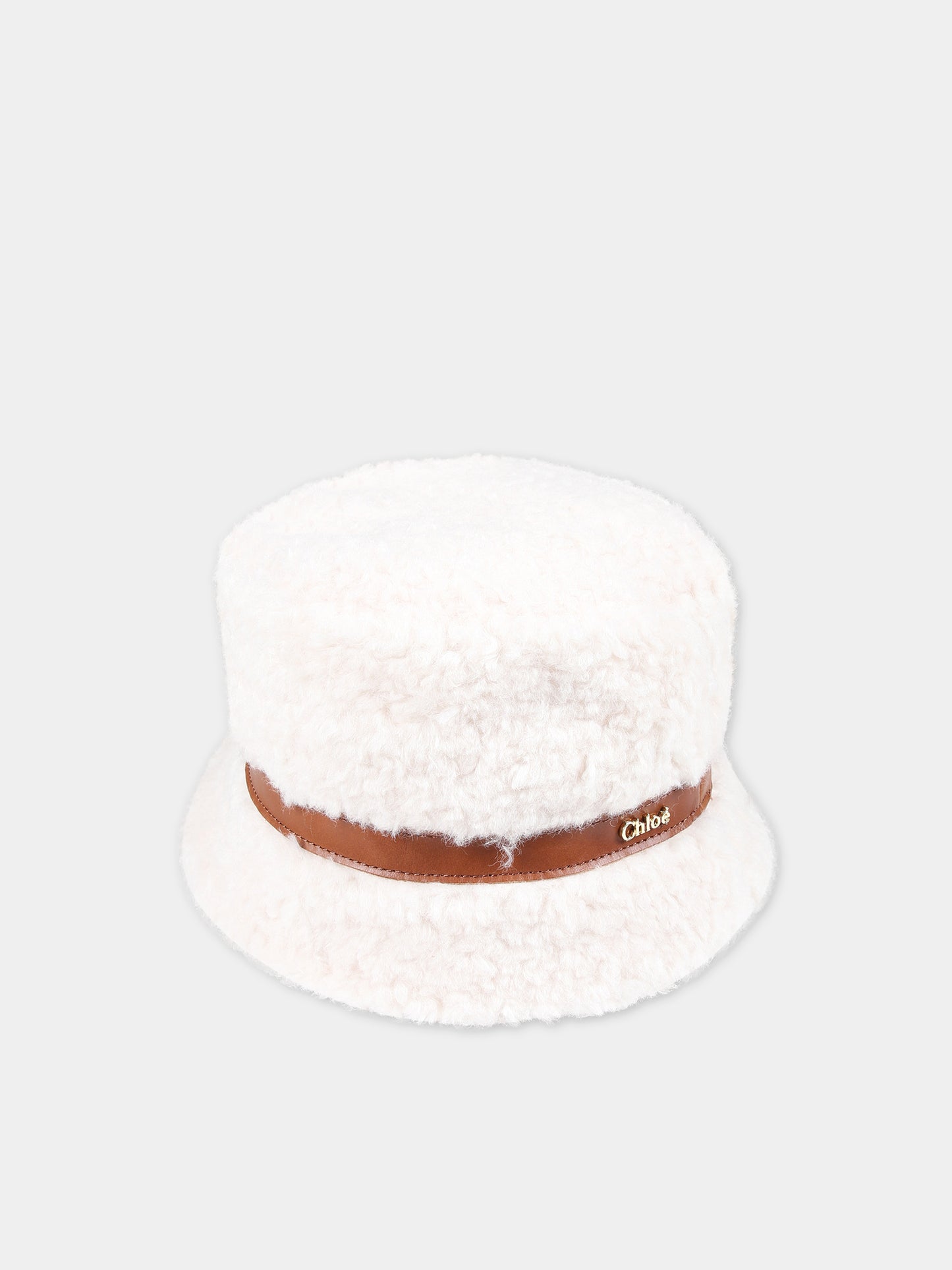 Cappello avorio con logo per bambina,Chloé Kids,C11673 148