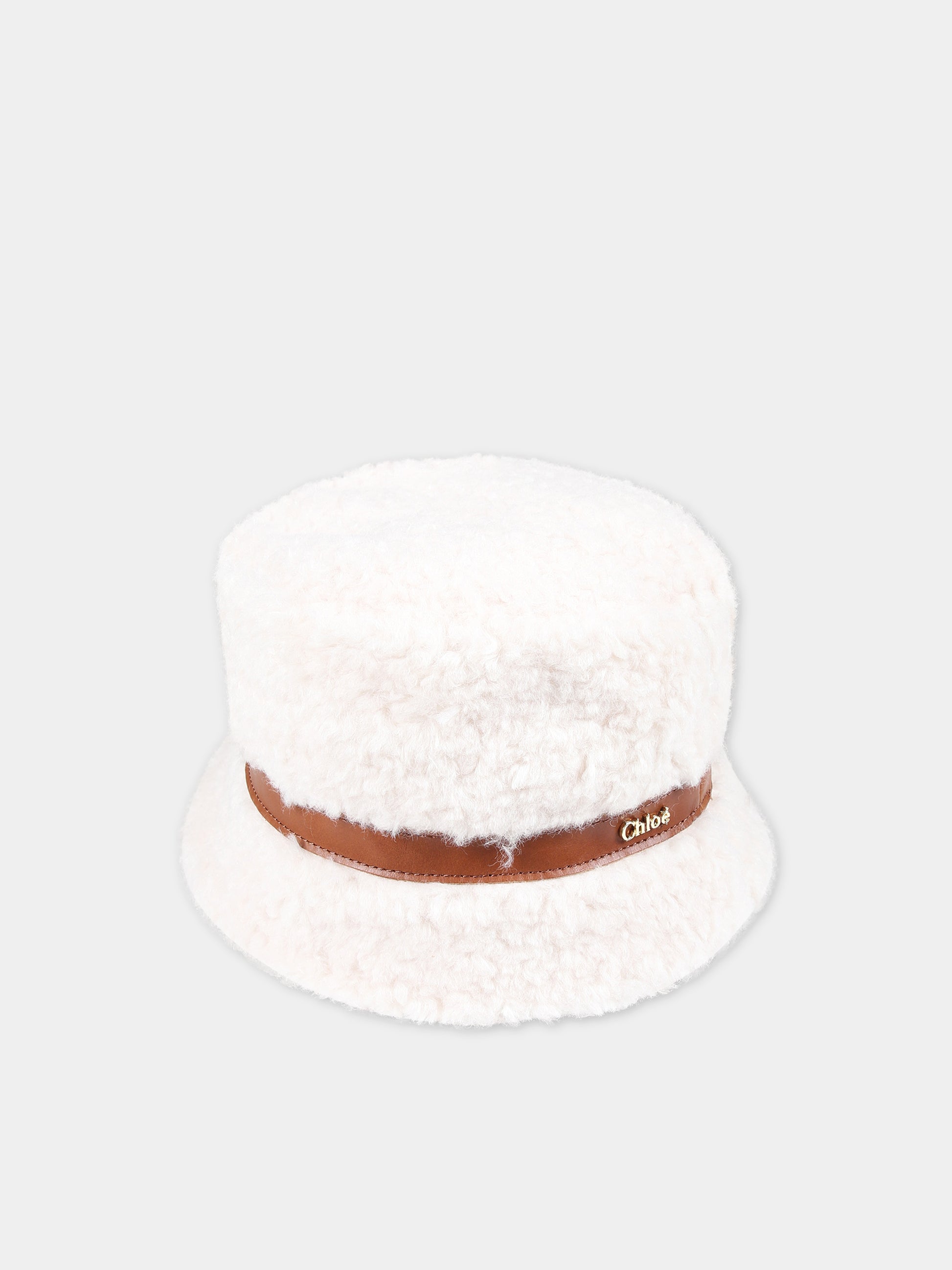 Cappello avorio con logo per bambina,Chloé Kids,C11673 148