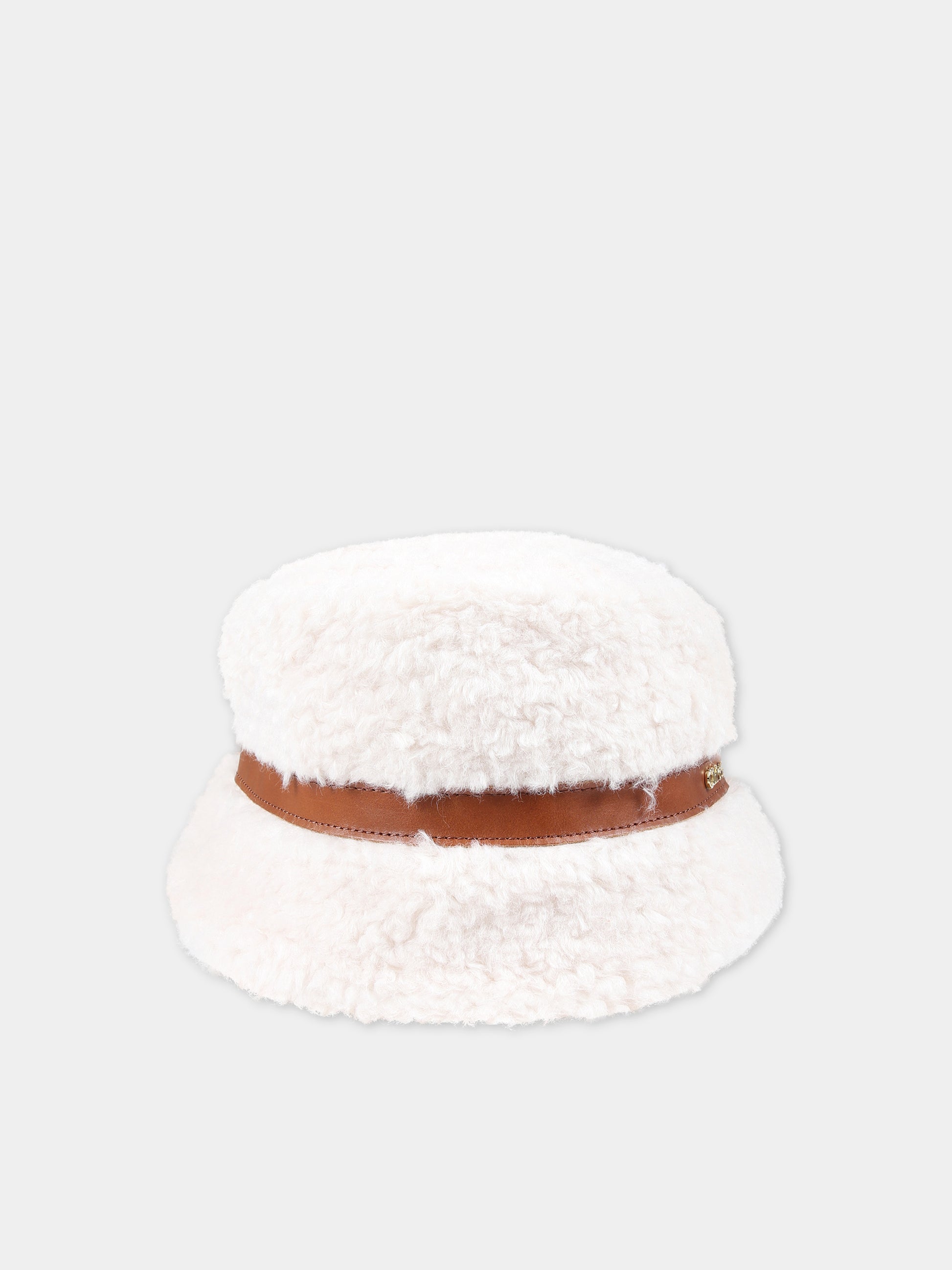 Cappello avorio con logo per bambina,Chloé Kids,C11673 148
