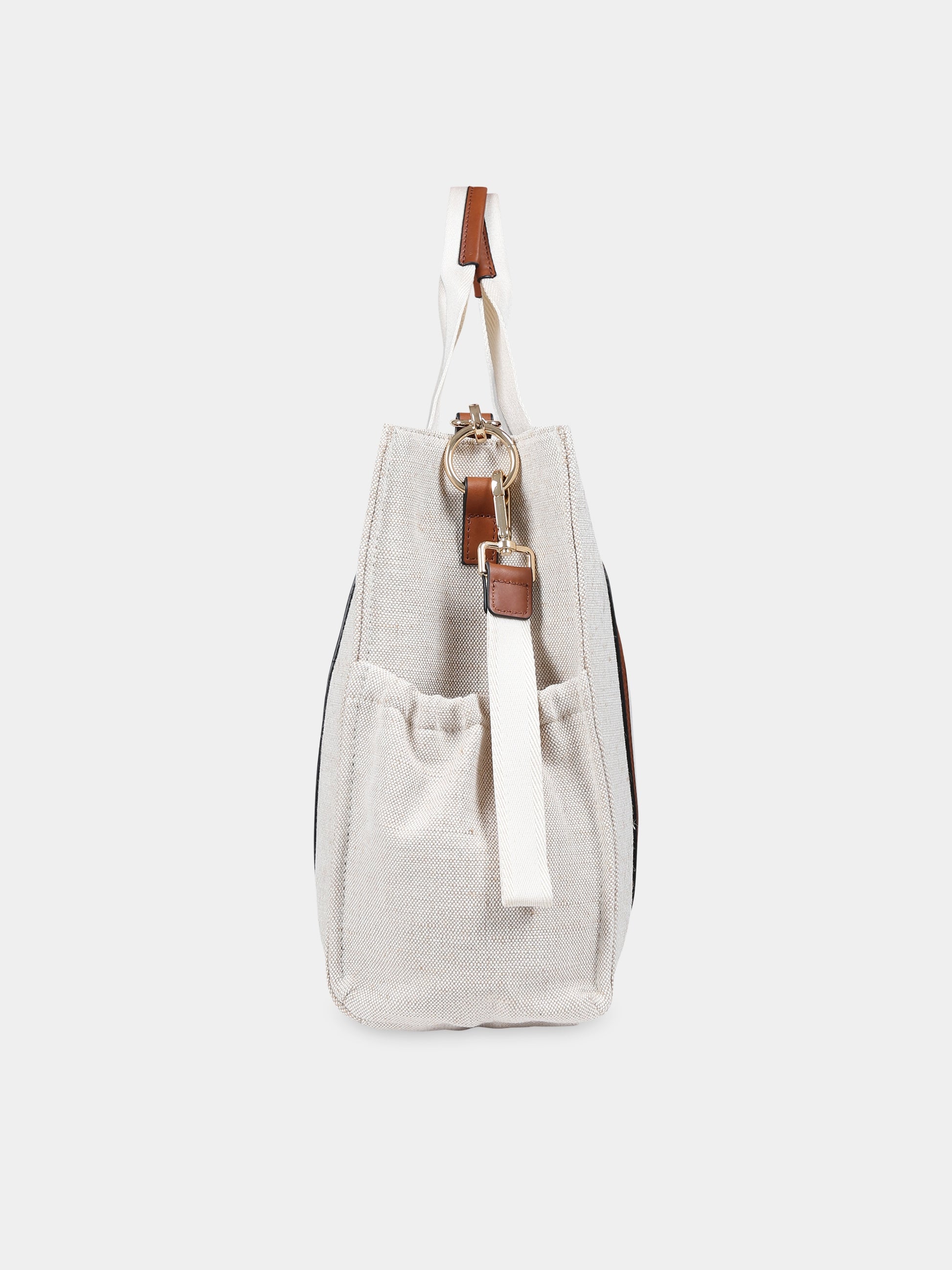Borsa mamma beige per neonati con logo,Chloé Kids,C90406 Z40