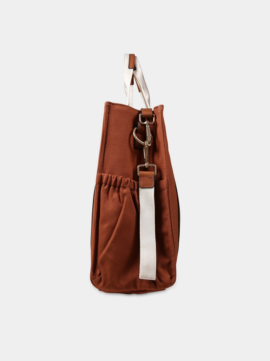 Borsa mamma bordeaux per neonati con logo,Chloé Kids,C90411 957