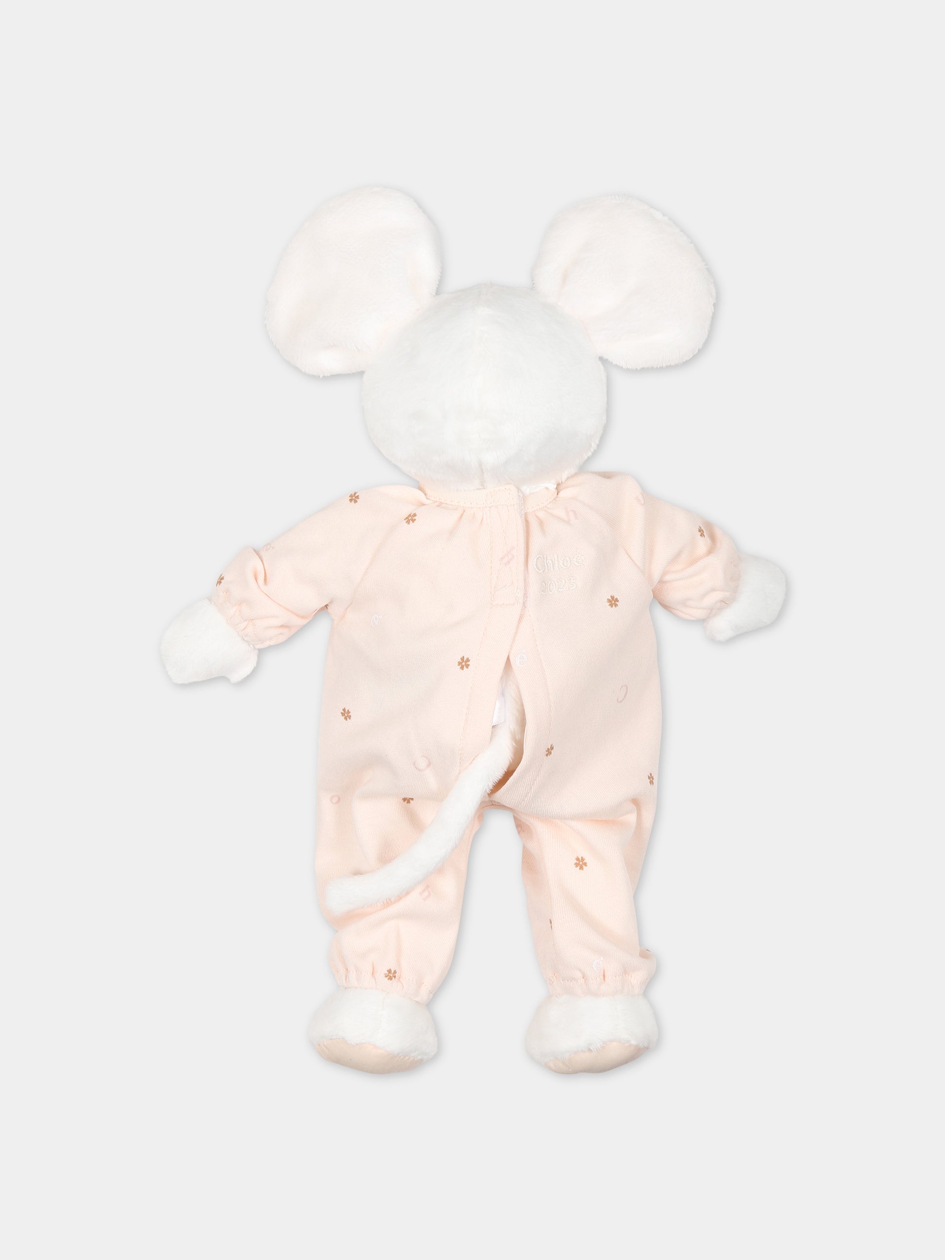Doudou bianco per neonata con logo,Chloé Kids,C9K233 440