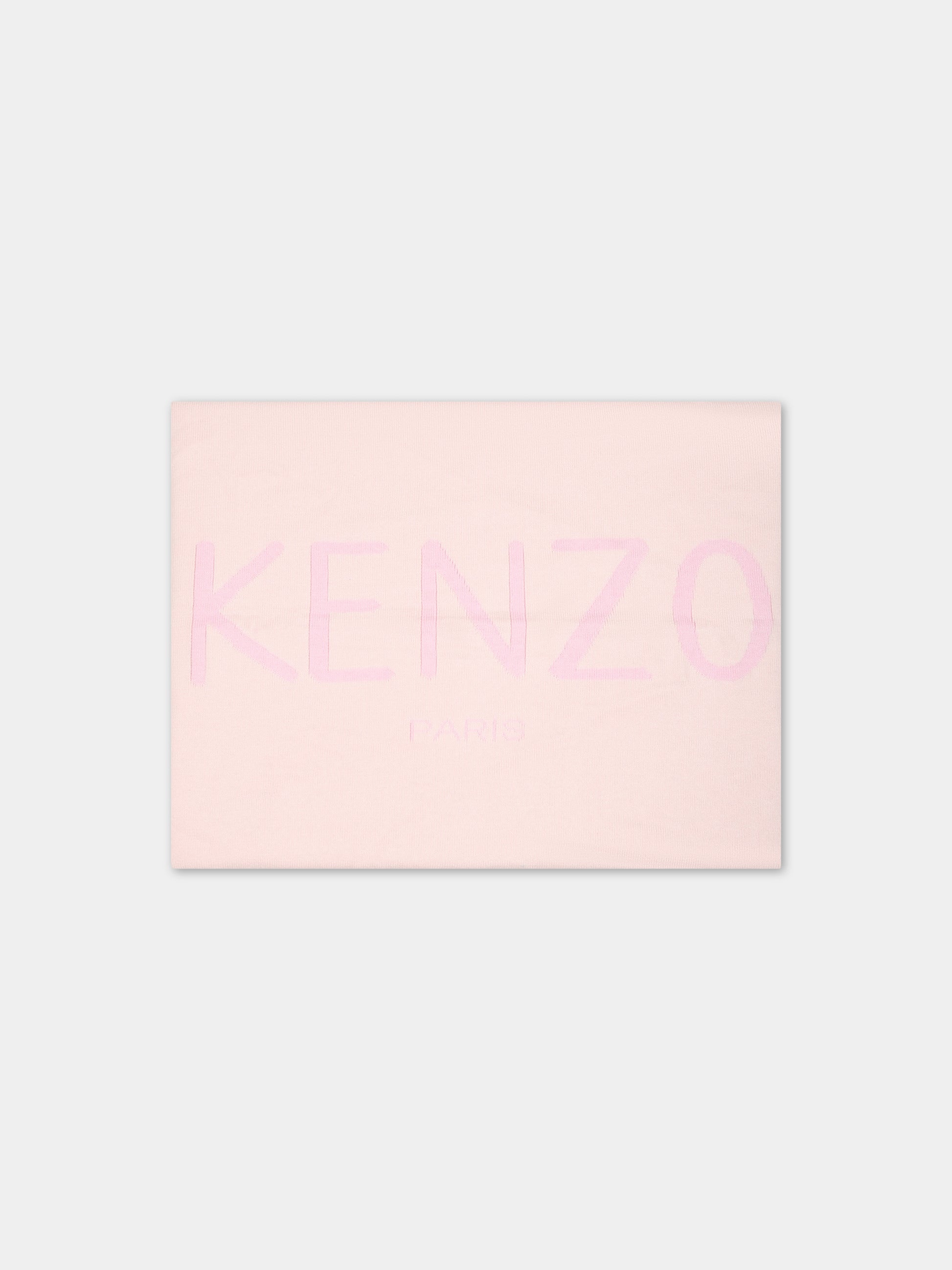 Coperta rosa per neonata con logo,Kenzo Kids,K90100 470