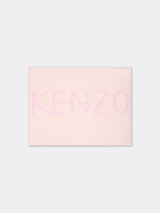 Coperta rosa per neonata con logo,Kenzo Kids,K90100 470