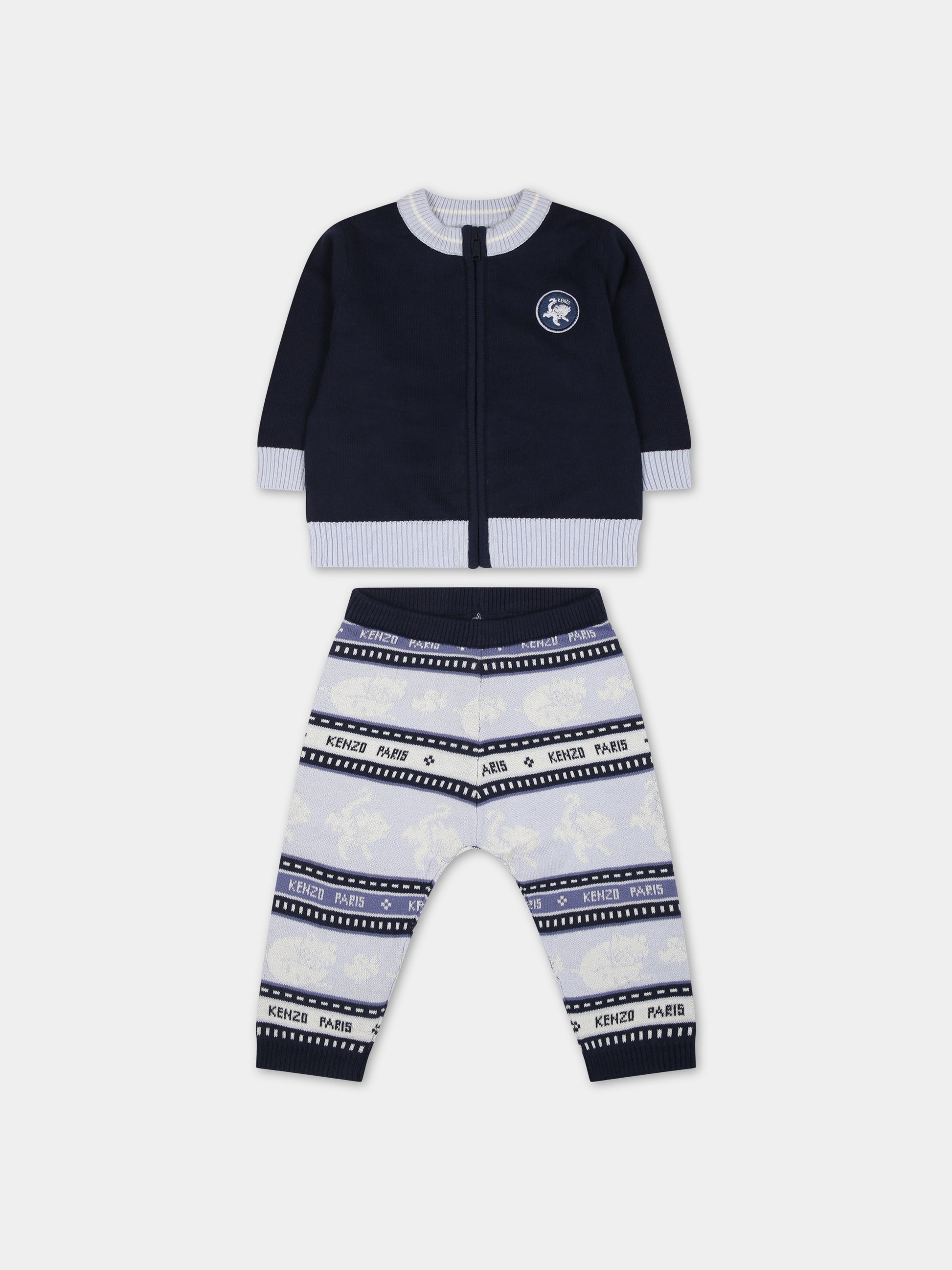 Completo blu per neonato con logo,Kenzo Kids,K98139 84A
