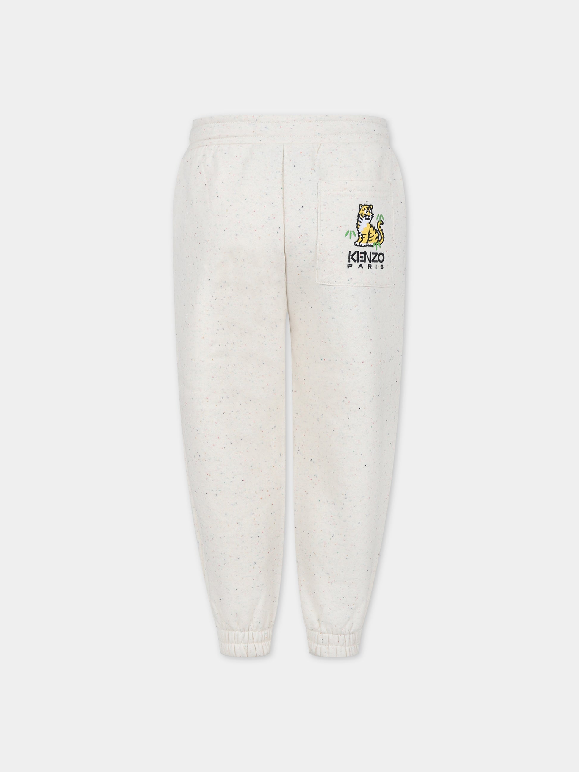 Pantaloni avorio per bambina con tigre,Kenzo Kids,K54014 22C