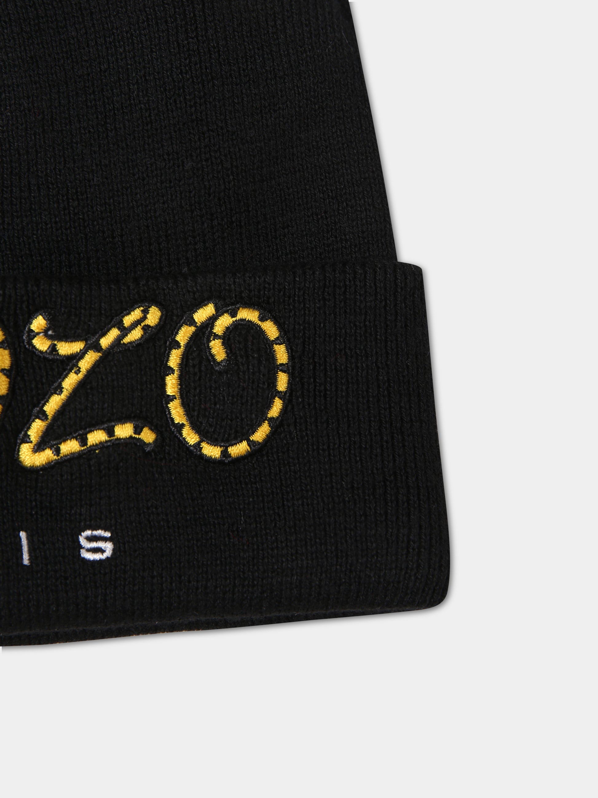 Berretto nero per bambini con logo,Kenzo Kids,K51032 095