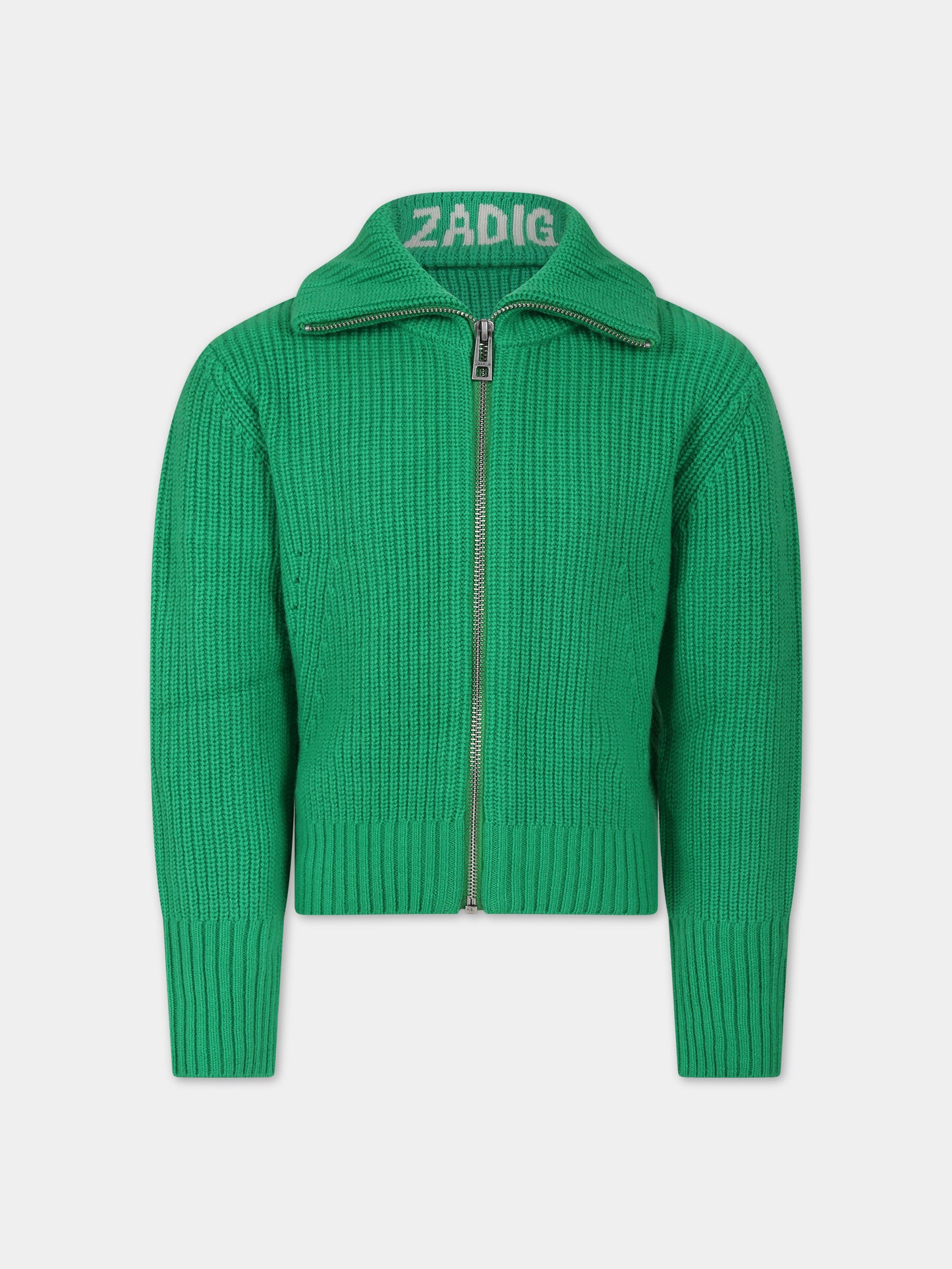 Cardigan verde per bambina,Zadig & Voltaire Kids,X15412 6132