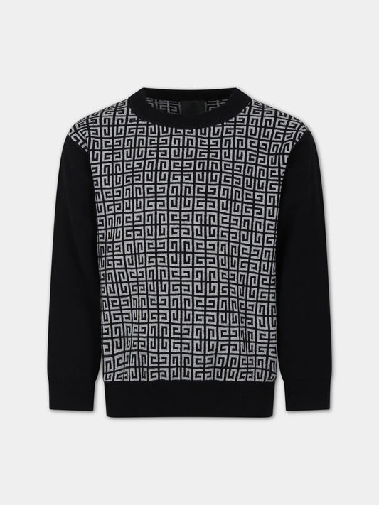 Maglione nero per bambino con logo,Givenchy Kids,H25470 M60