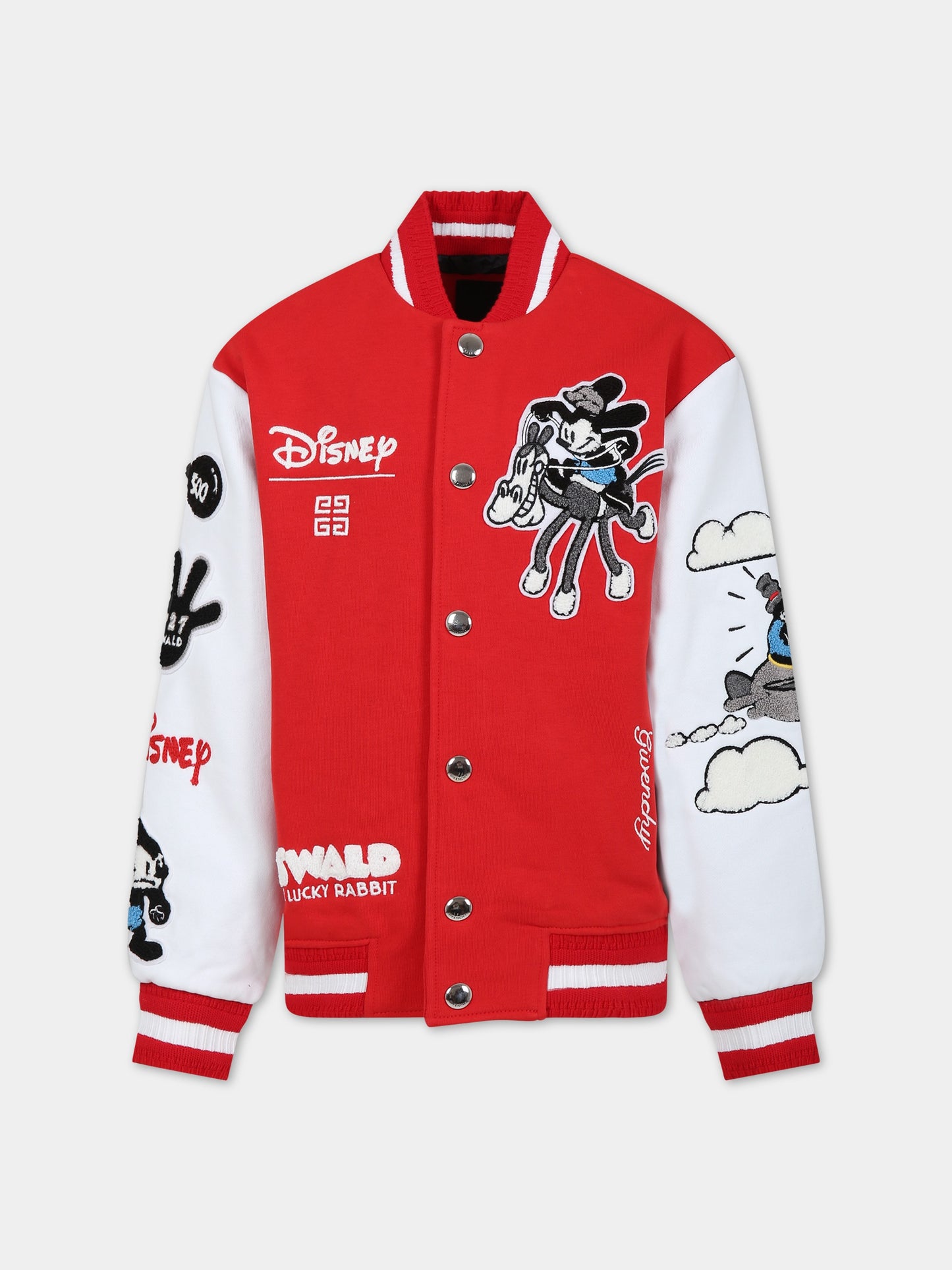 Bomber rosso per bambino con Osvald e logo,Givenchy Kids,H25486 X21