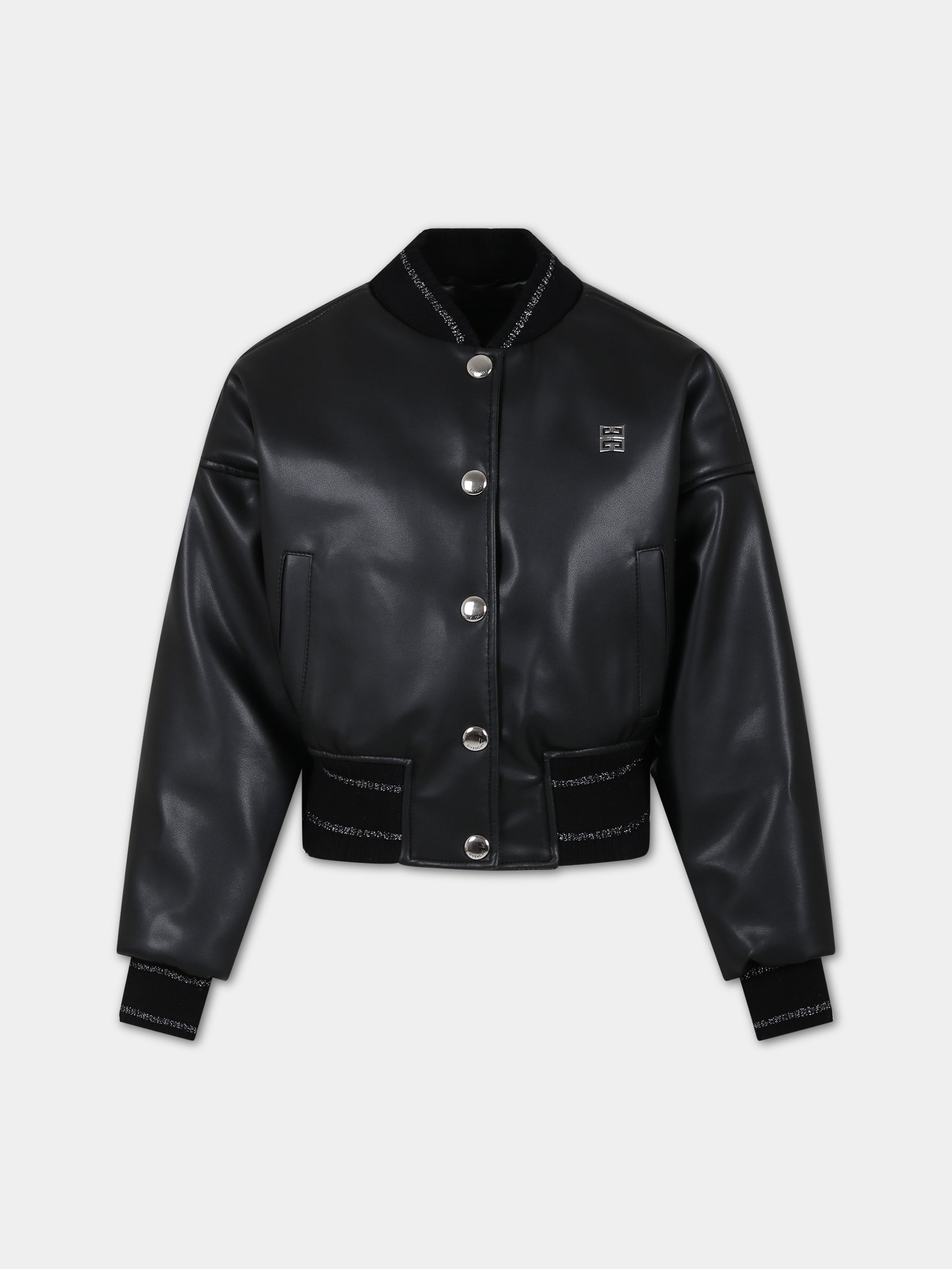 Bomber nero per bambina con logo,Givenchy Kids,H16118 09B