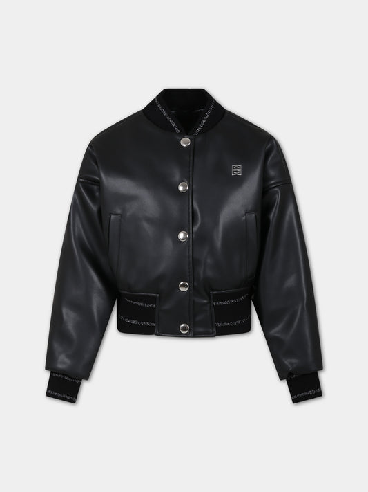 Bomber nero per bambina con logo,Givenchy Kids,H16118 09B