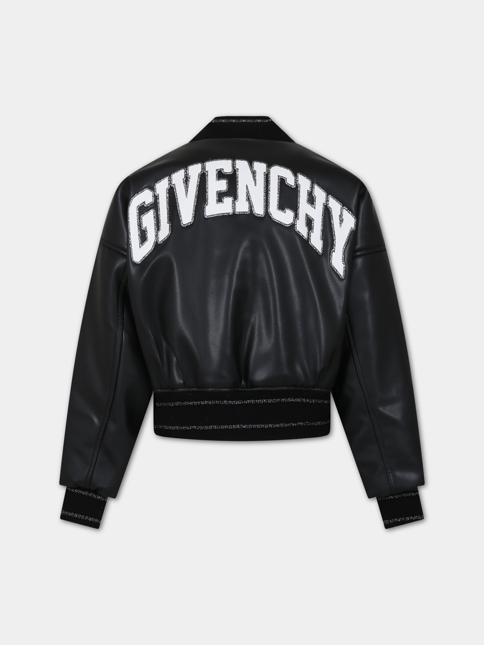 Bomber nero per bambina con logo,Givenchy Kids,H16118 09B