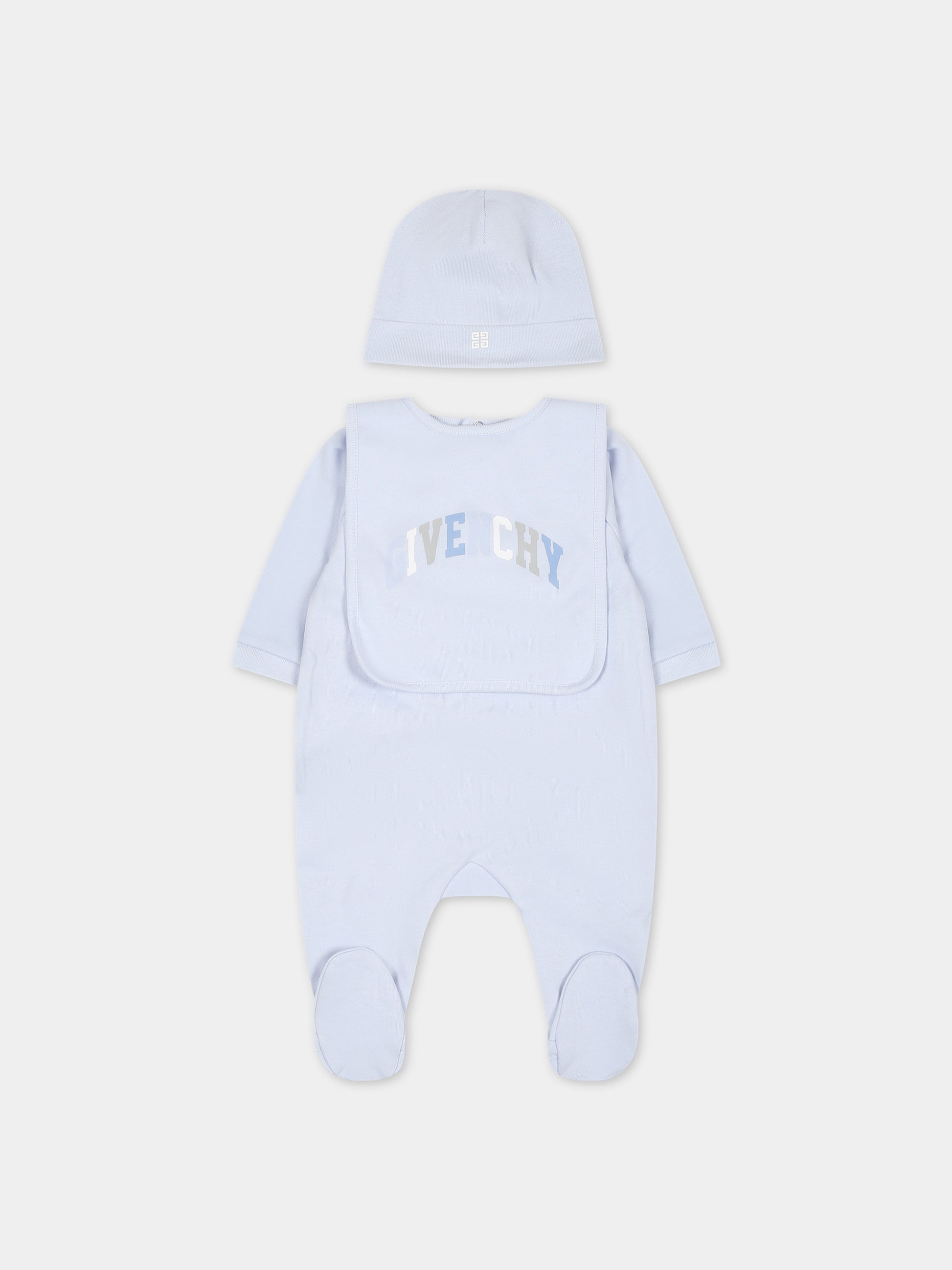 Set celeste per neonato con logo,Givenchy Kids,H98181 771