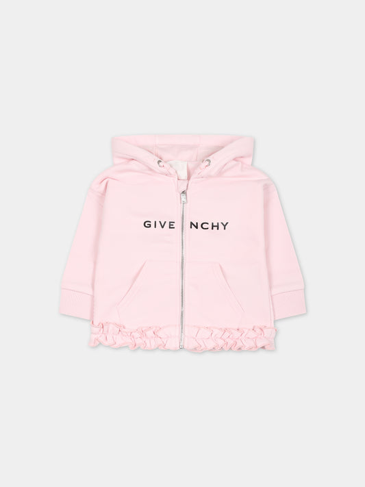 Felpa rosa per neonata con logo,Givenchy Kids,H05288 44Z