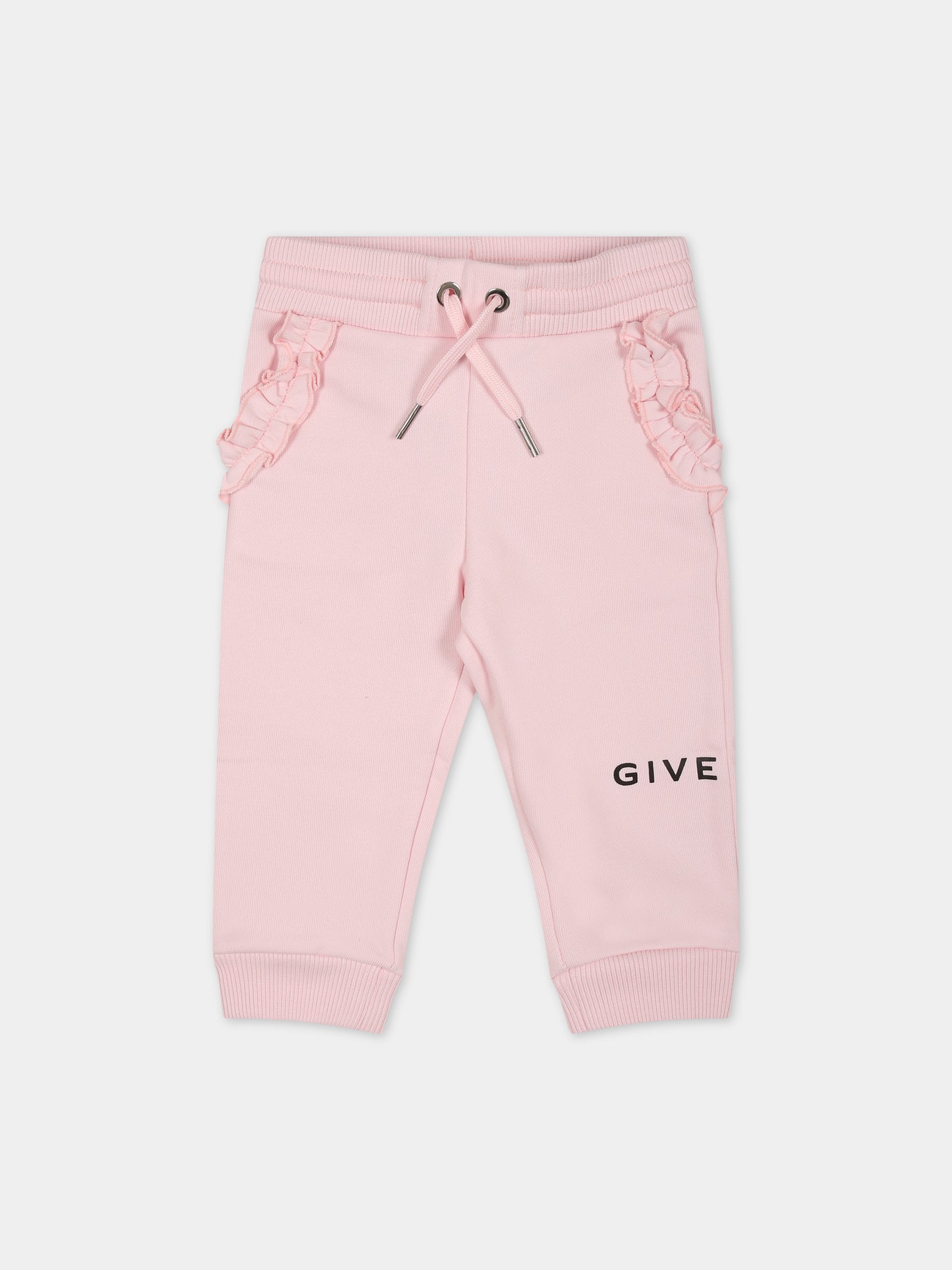 Pantaloni rosa per neonata con monogramma,Givenchy Kids,H04178 44Z