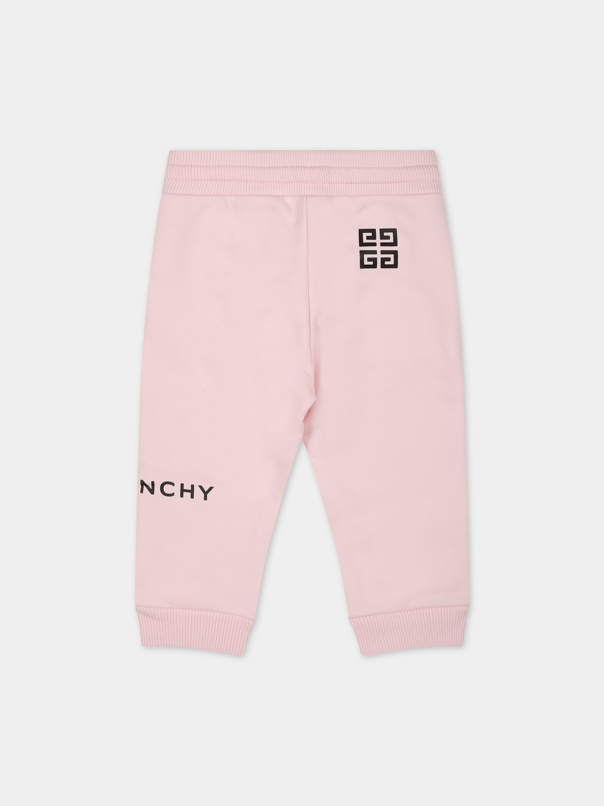 Pantaloni rosa per neonata con monogramma,Givenchy Kids,H04178 44Z