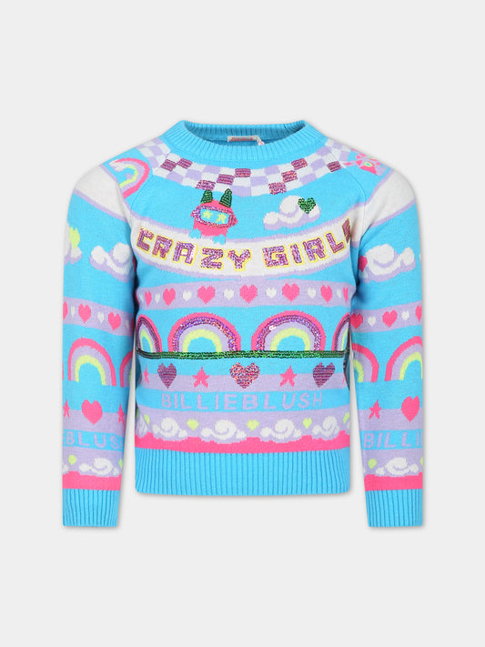 Maglione azzurro per bambina,Billieblush,U15B68 77S