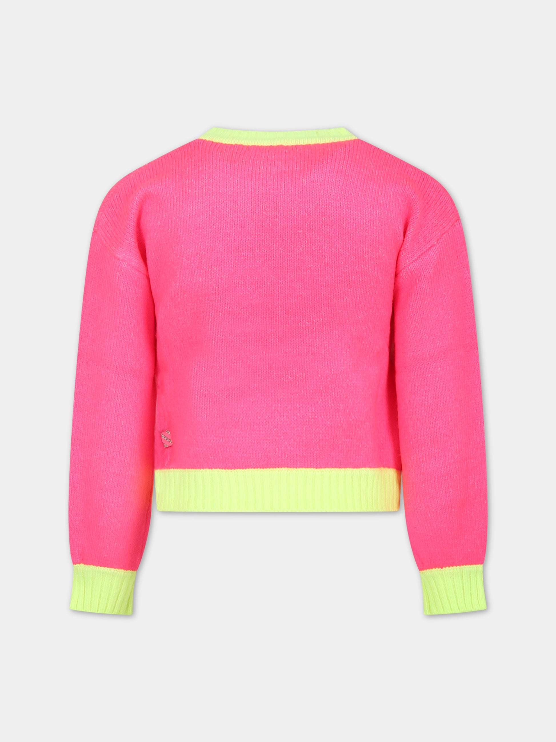 Maglione fucsia con cuori per bambina,Billieblush,U15B56 47A