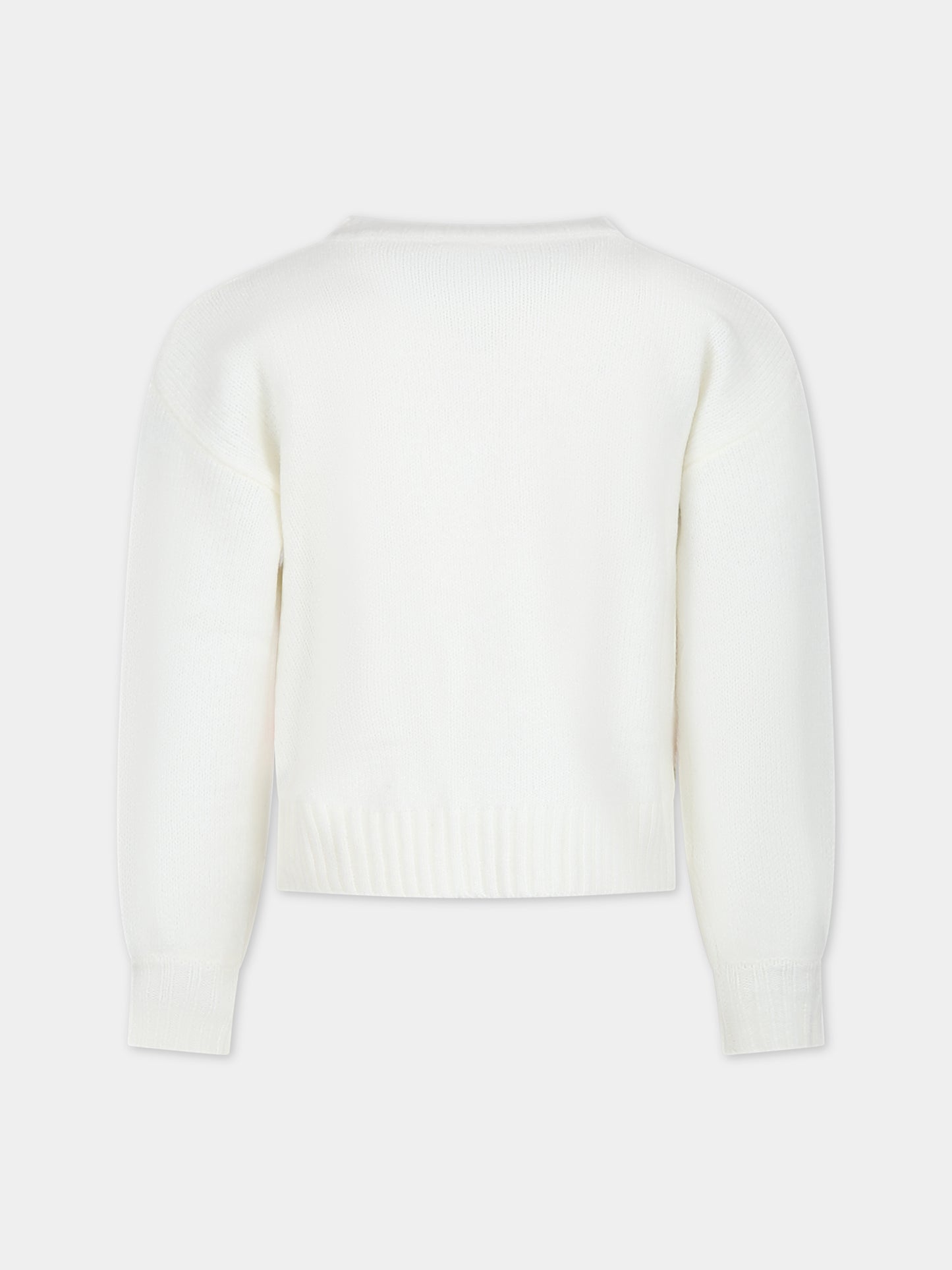 Maglione avorio con cuori per bambina,Billieblush,U15B55 121