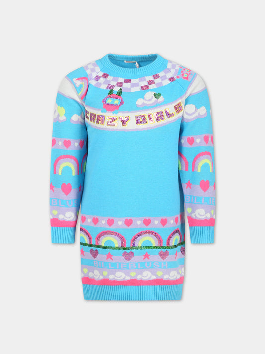 Vestito azzurro per bambina,Billieblush,U12869 77S