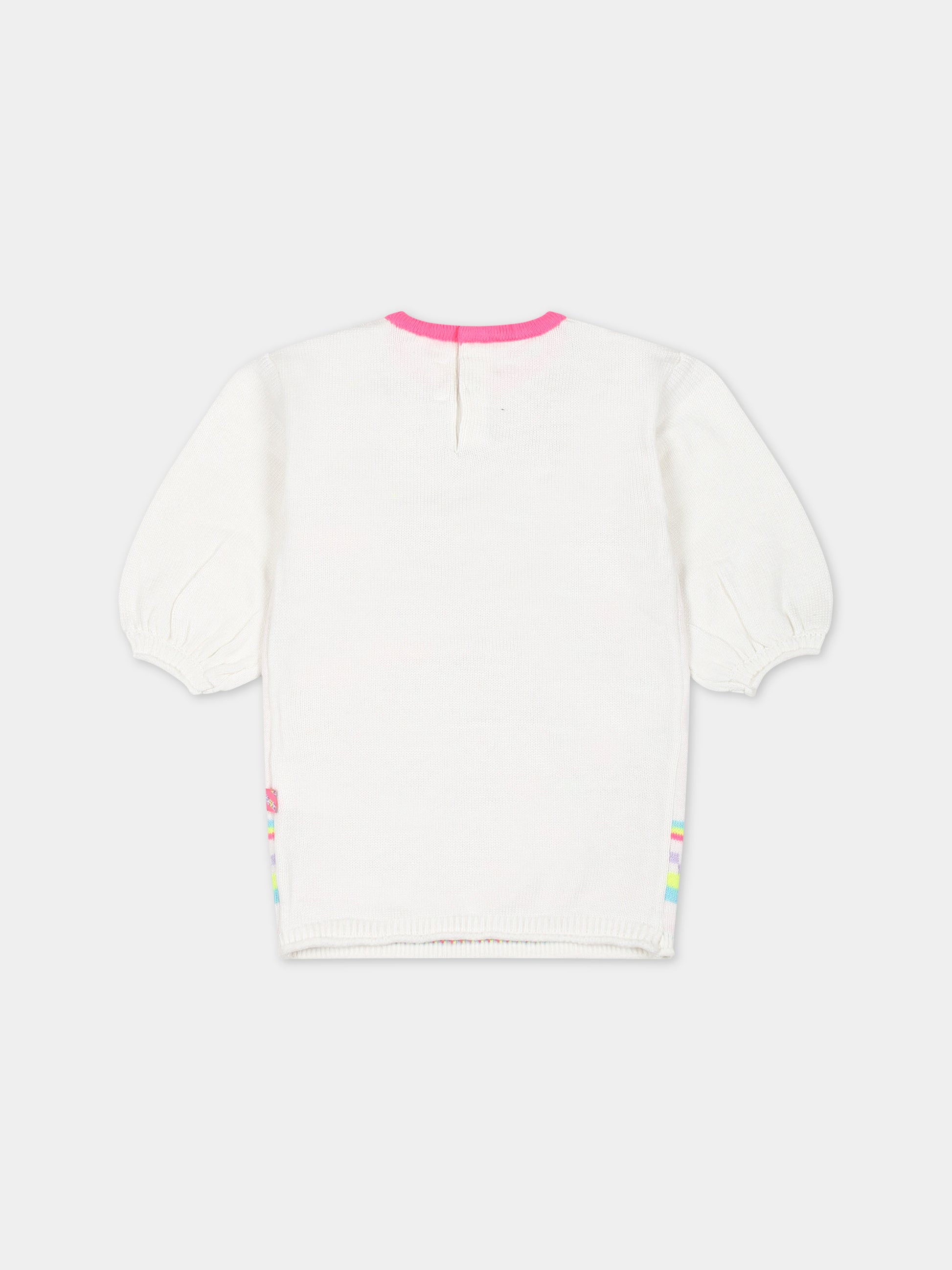 Vestito avorio con coniglio per neonata,Billieblush,U02363 121