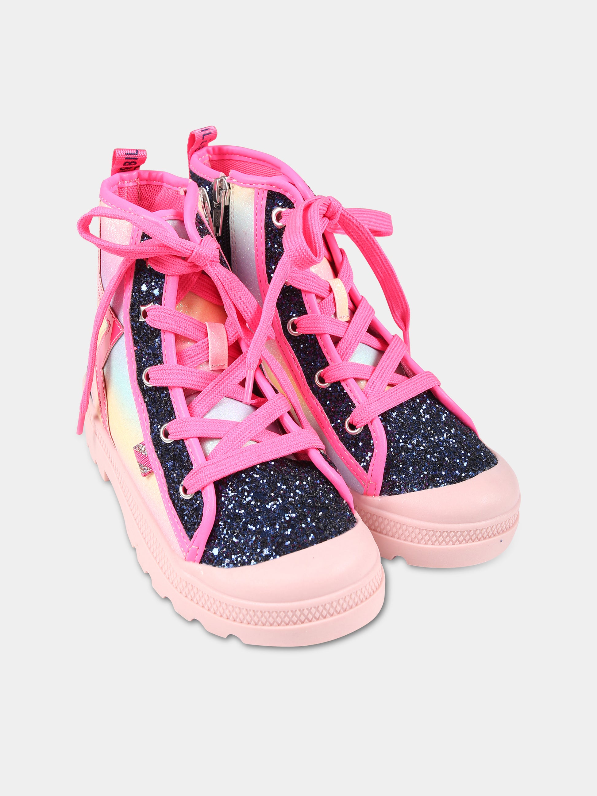 Stivaletti blu per bambina con logo,Billieblush,U19377 MULTICOLOR