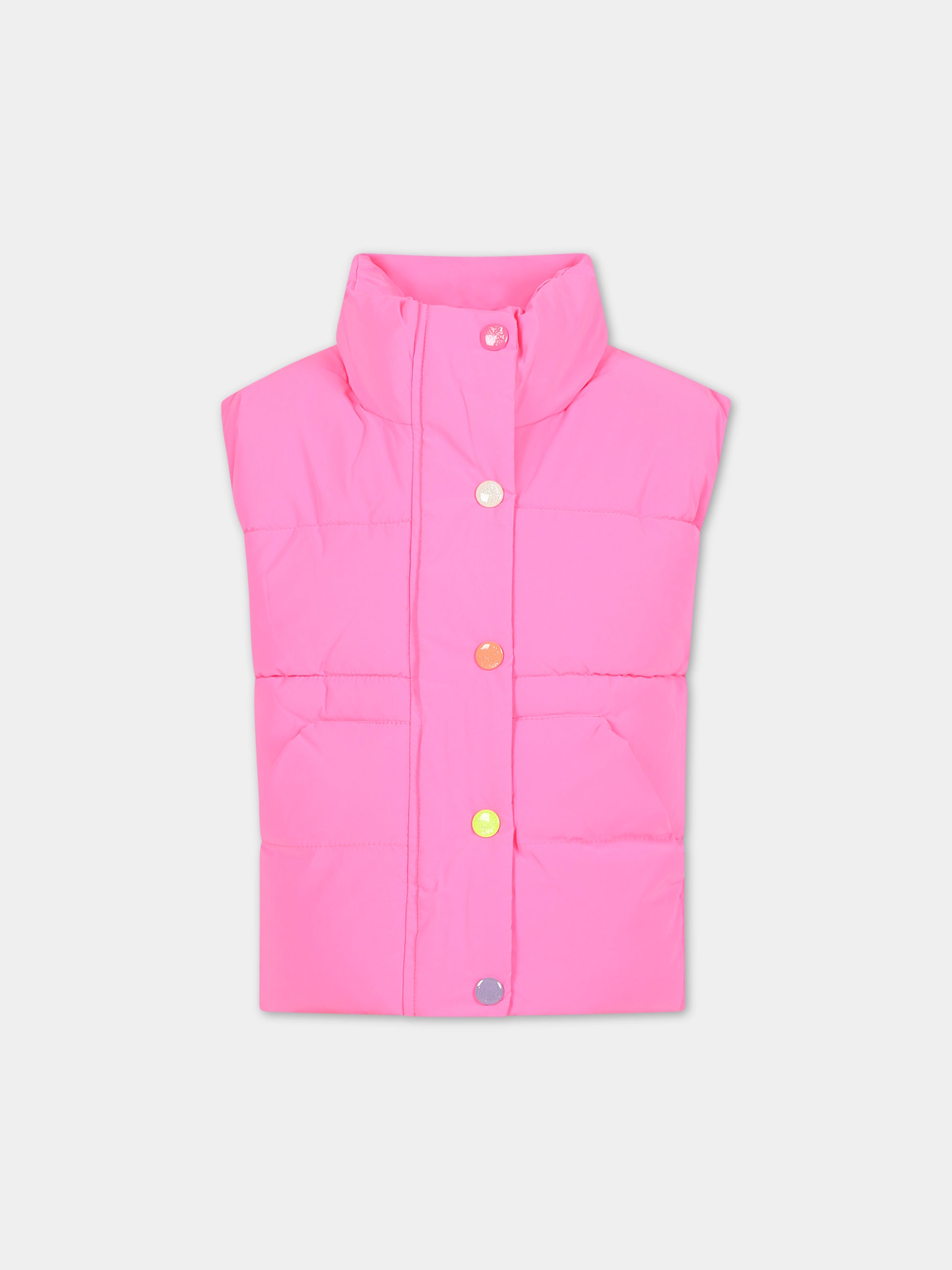 Gilet imbottito fucsia fluo per bambina,Billieblush,U16368 ROSA