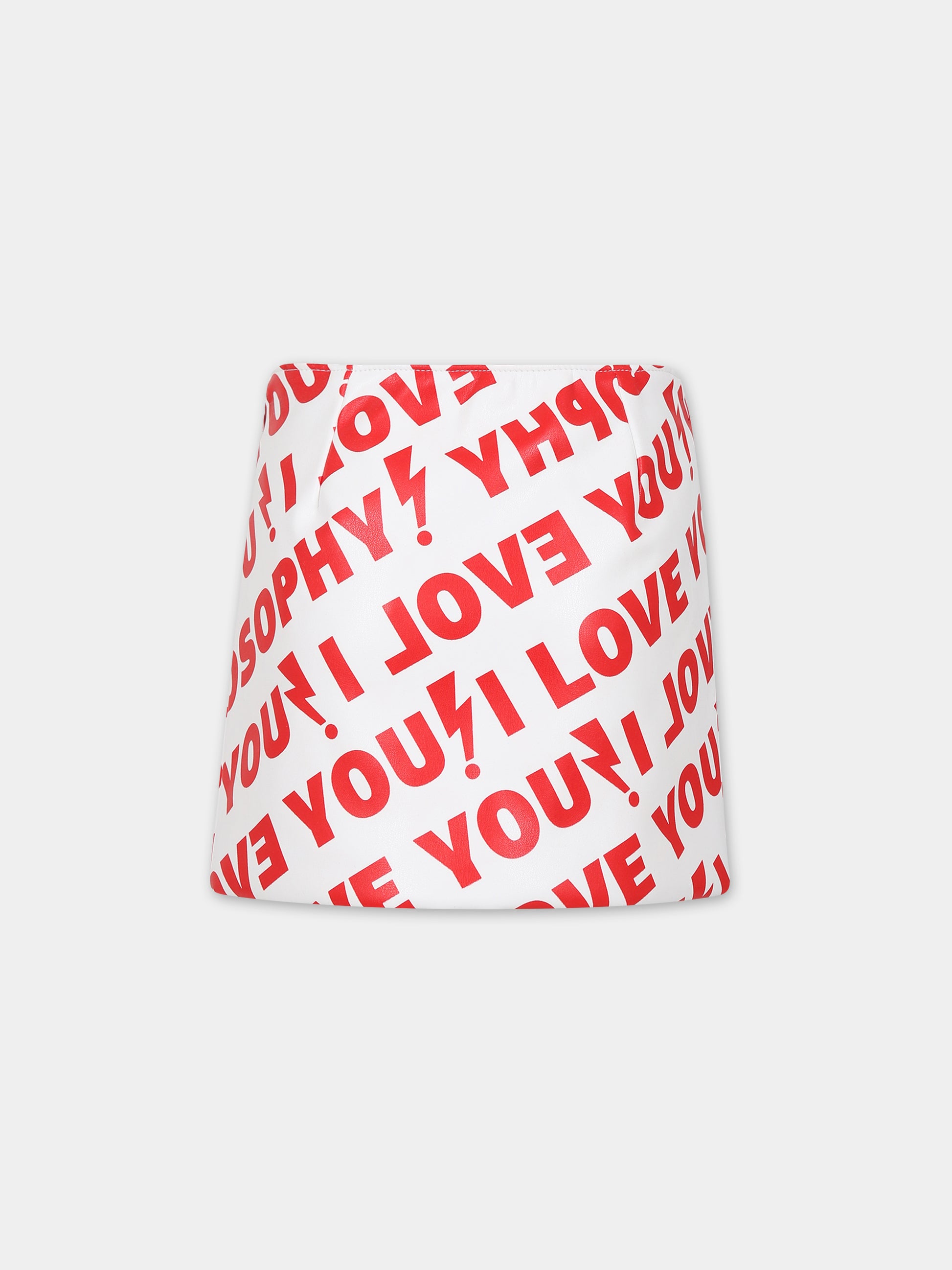 Gonna bianca per bambina con scritta,Philosophy,PFGO004 0 PE073 B010