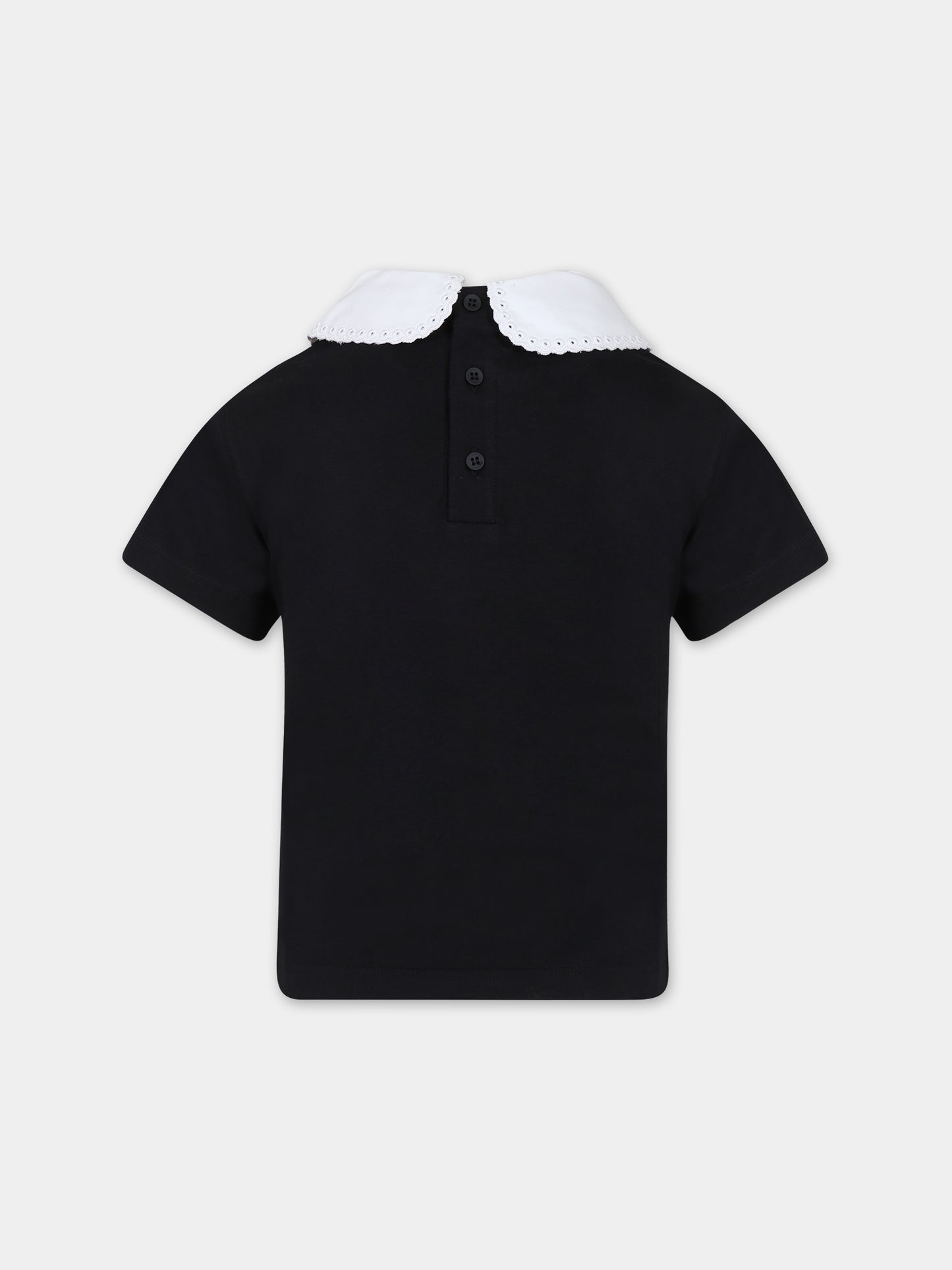 T-shirt nera per bambina con logo,Philosophy,PFTS005 0 JF054 N000