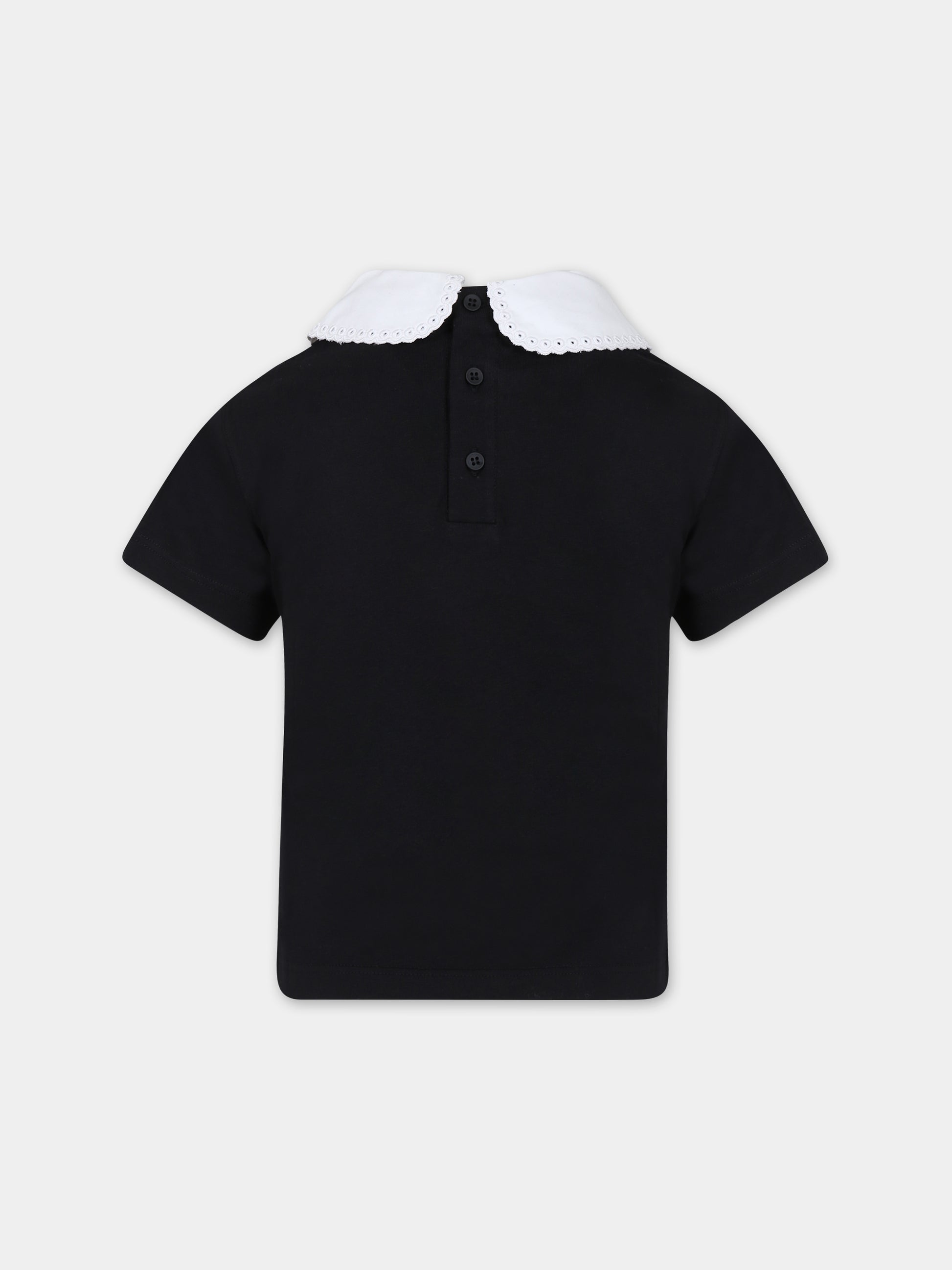 T-shirt nera per bambina con logo,Philosophy,PFTS005 0 JF054 N000