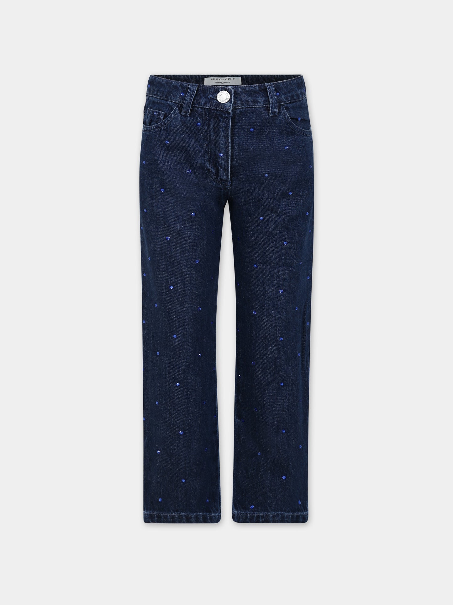 Jeans blu per bambina con strass,Philosophy,PFPA002 0 DF011 4000