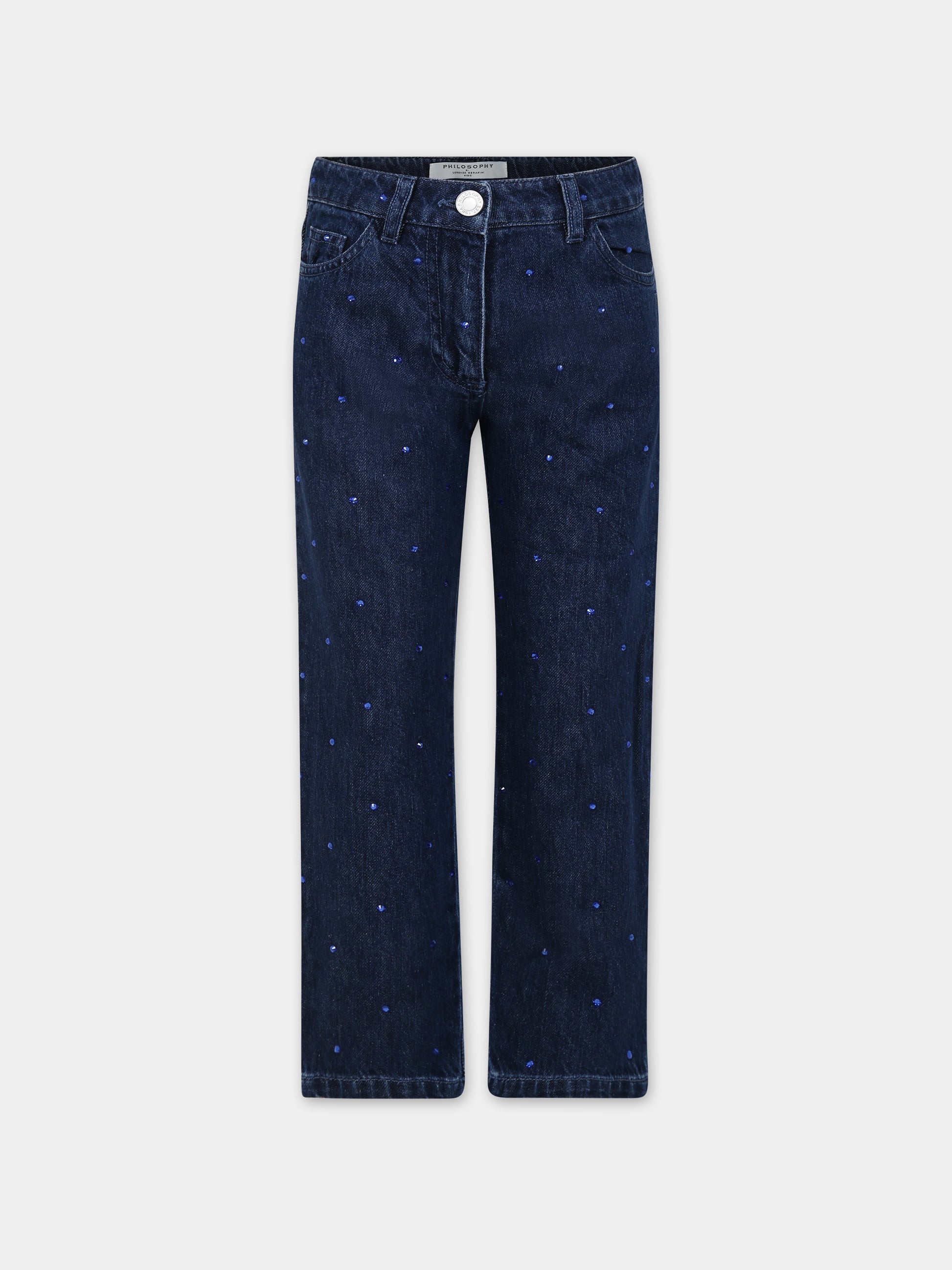 Jeans blu per bambina con strass,Philosophy,PFPA002 0 DF011 4000