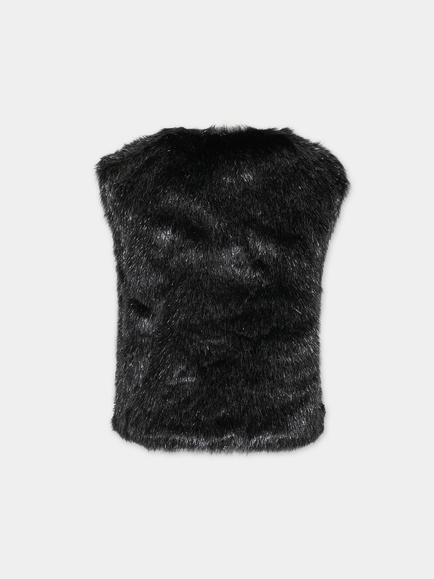 Ecopelliccia nera per bambina con fiocco,Philosophy,PFGL002 C PL065 N000