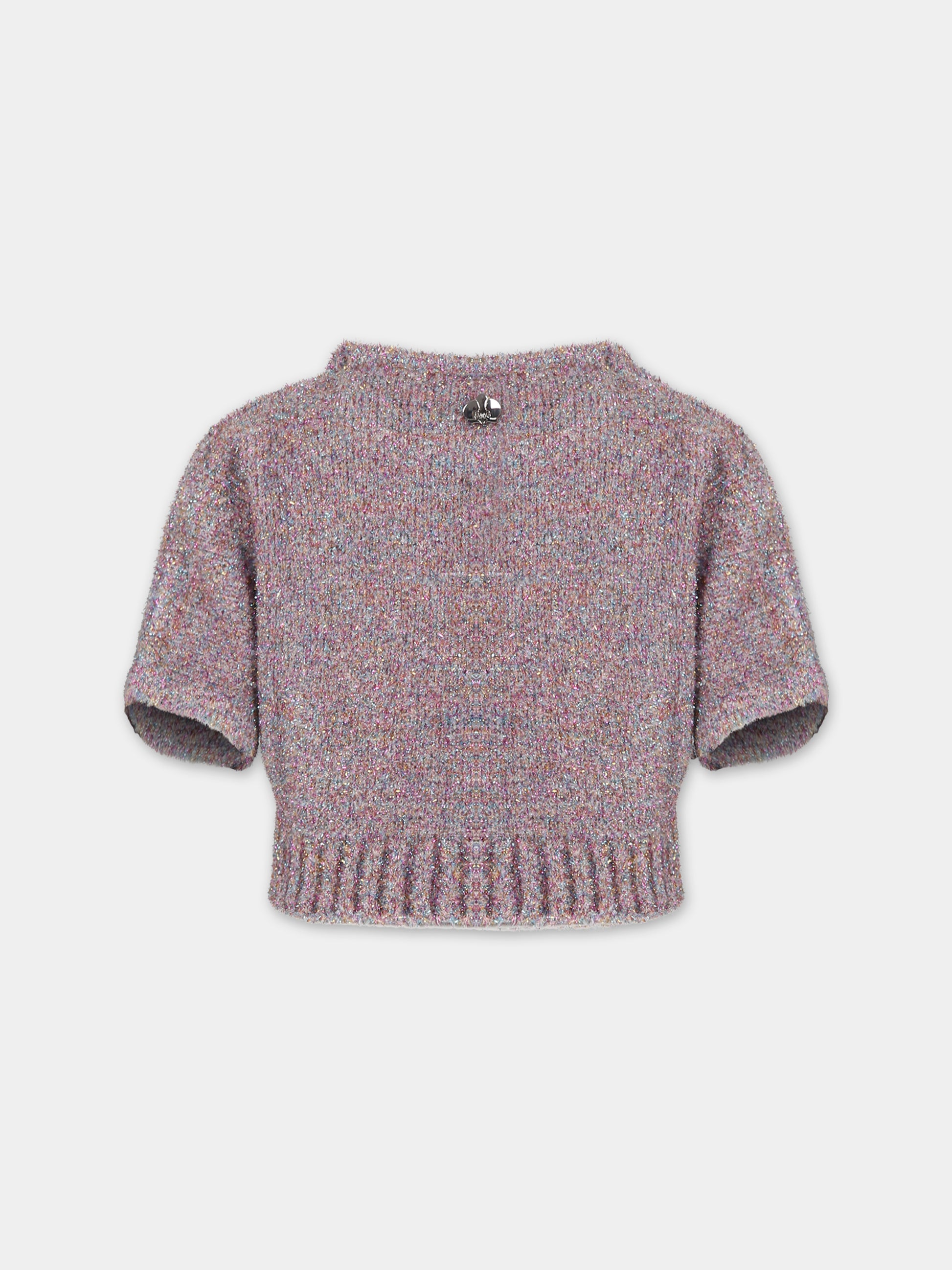 Maglione rosa per bambina con patch,Genny,YFMA004 C FL223 D999