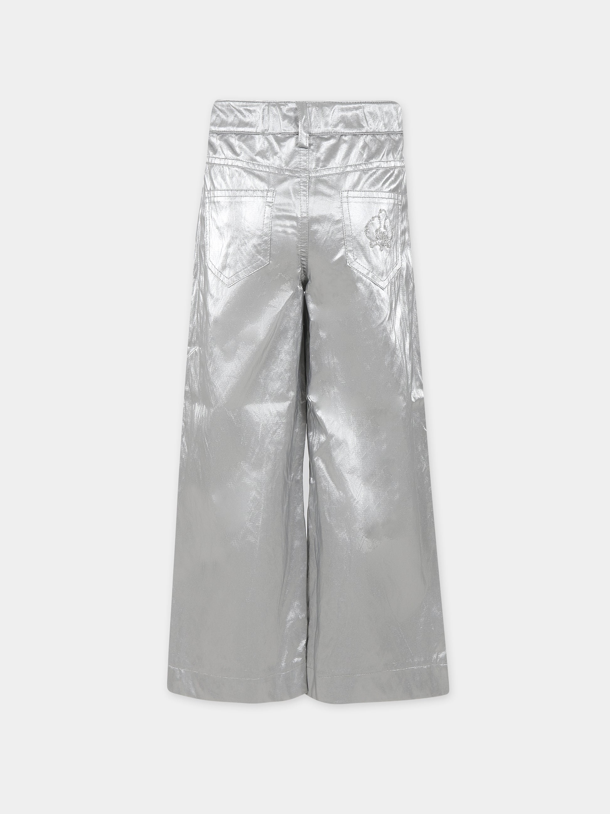 Pantaloni argento per bambina con strass,Genny,YFPA003 0 TV673 5099