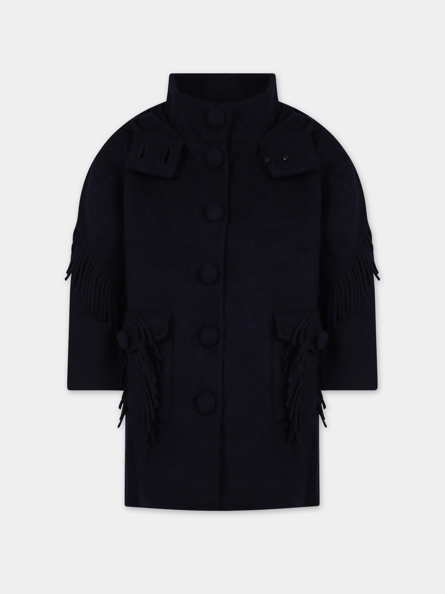 Cappotto blu per bambina con logo,Ermanno Scervino Junior,SFGB009 C ML252 4081