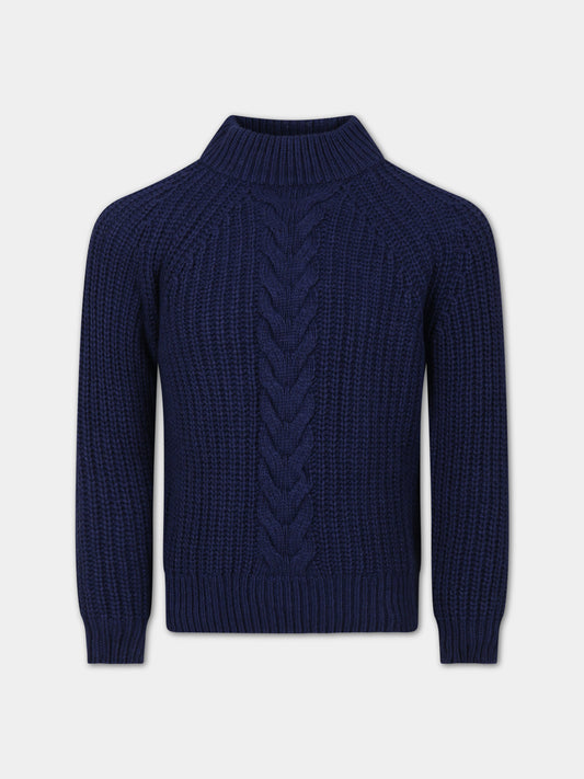 Maglione blu per bambino a collo alto,Dondup Kids,DMMA001 C FL116 4000