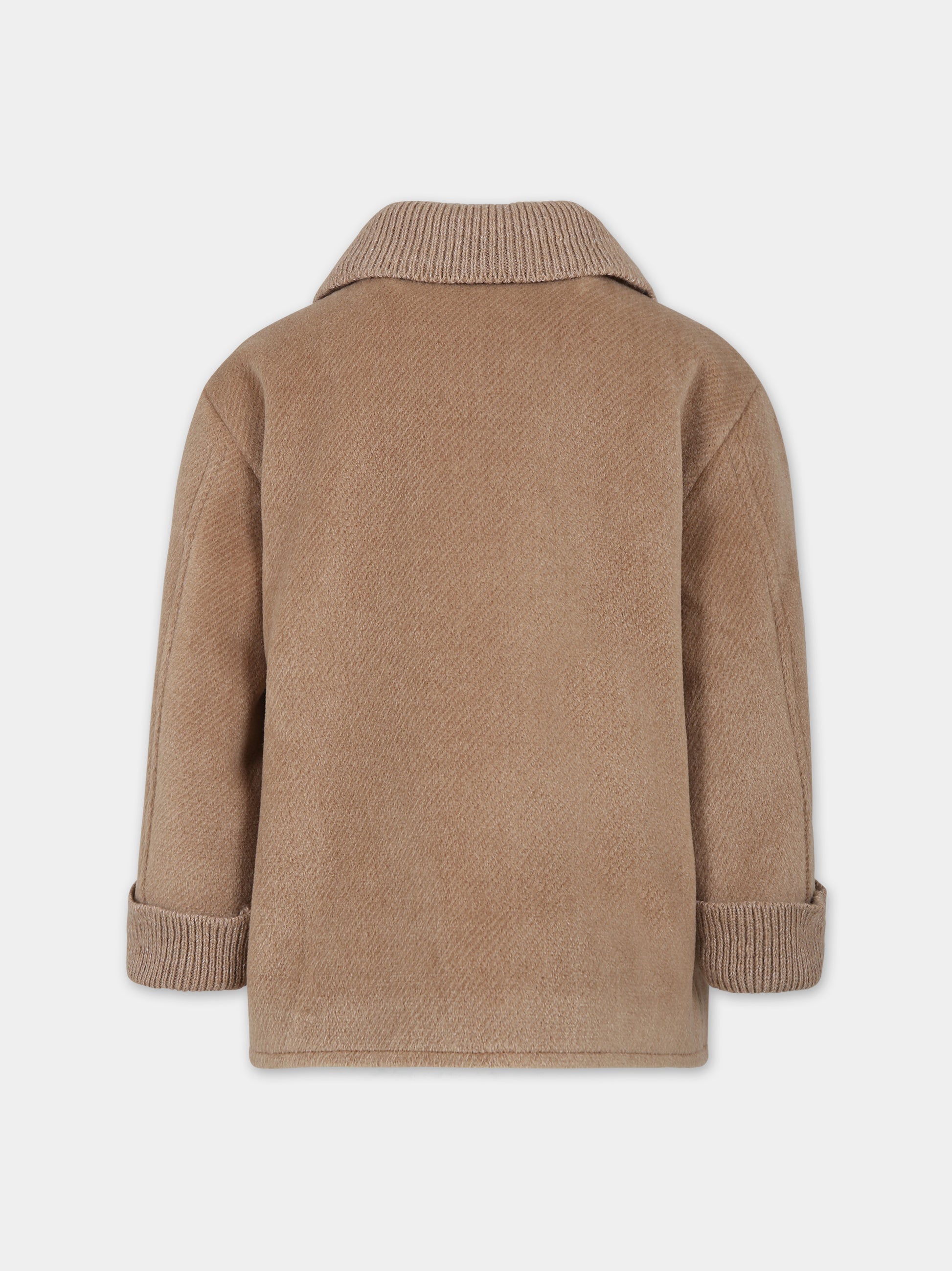 Cappotto beige per bambina con logo,Dondup Kids,DFGB002 0 PL055 6021