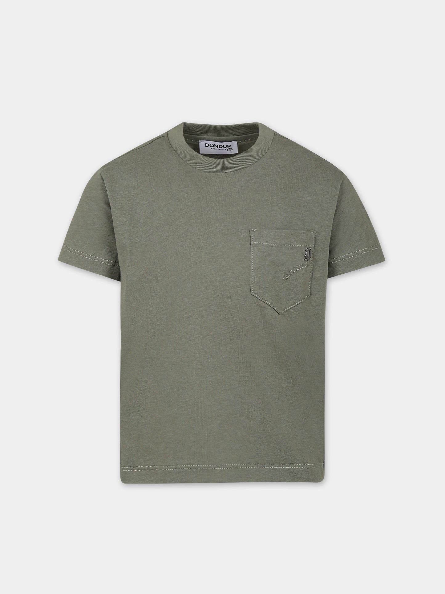 T-shirt verde per bambino con logo,Dondup Kids,DMTS005 C JF065 1005
