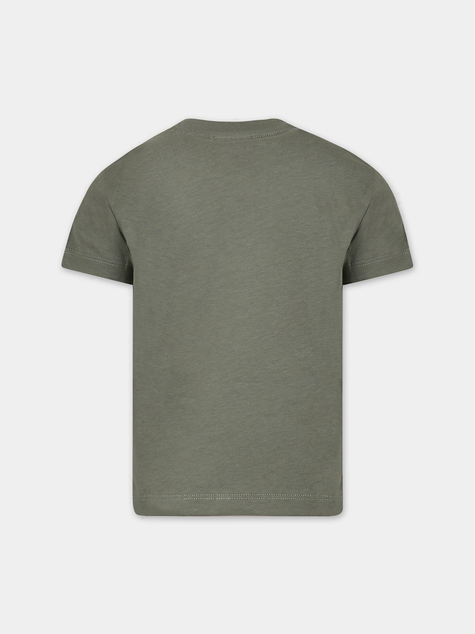 T-shirt verde per bambino con logo,Dondup Kids,DMTS005 C JF065 1005