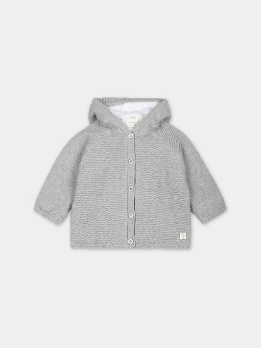 Cardigan grigio con cappuccio per neonato,Carrement Beau,Y96078 A06