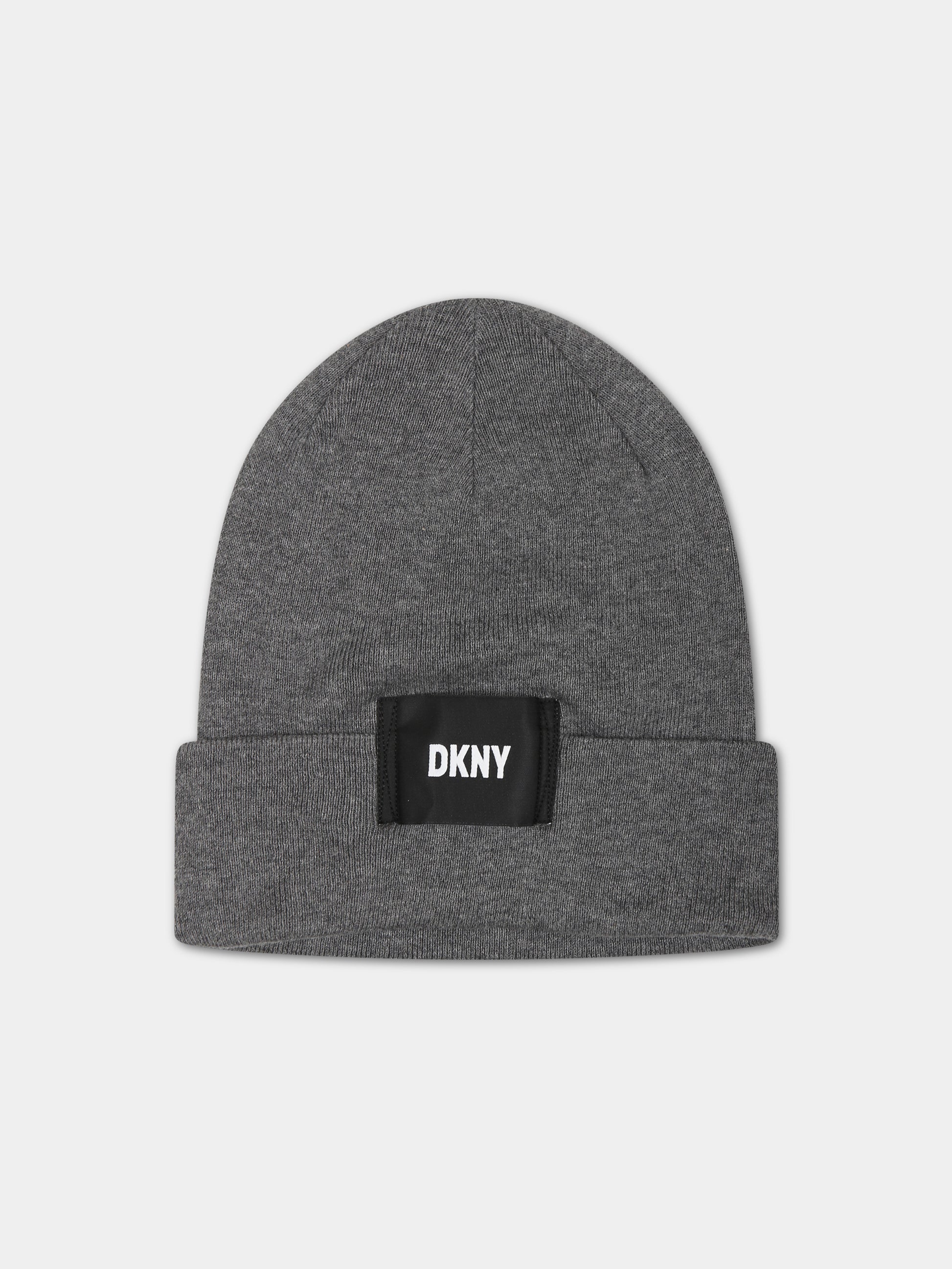 Berretto grigio per bambini con logo,Dkny,D31310 A64
